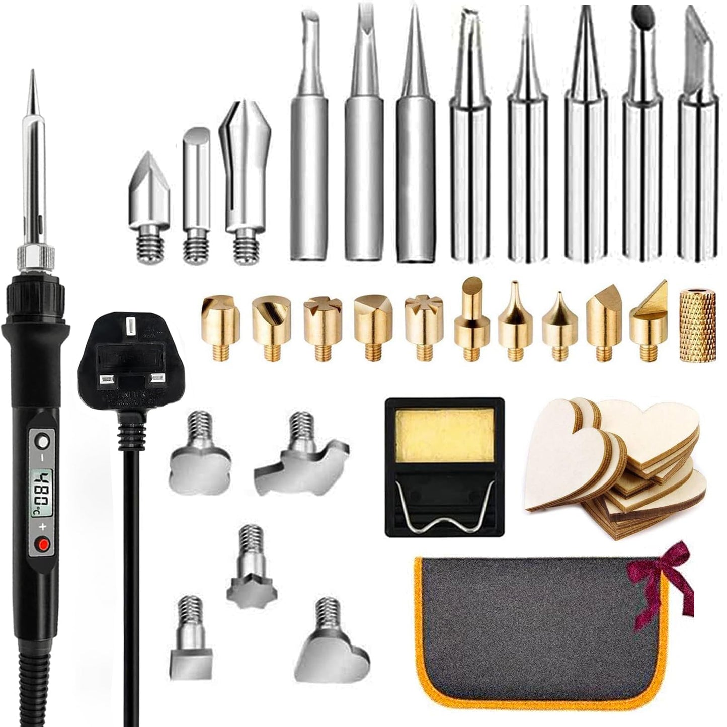 Pyrography Wood Burning Kit, 45-in-1 Wood Burning Set, Engraving Craft Set with Pyrograph Basics and 80W Adjustable Temperature Pyrography Soldring