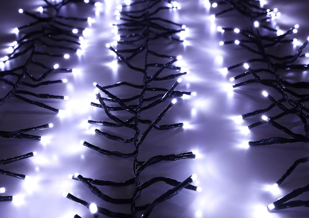 Christmas Concepts 500 6M/20FT White LED Cluster Lights With 8 Function Controller - Indoor/Outdoor - Energy Efficient A++ - Christmas Lights