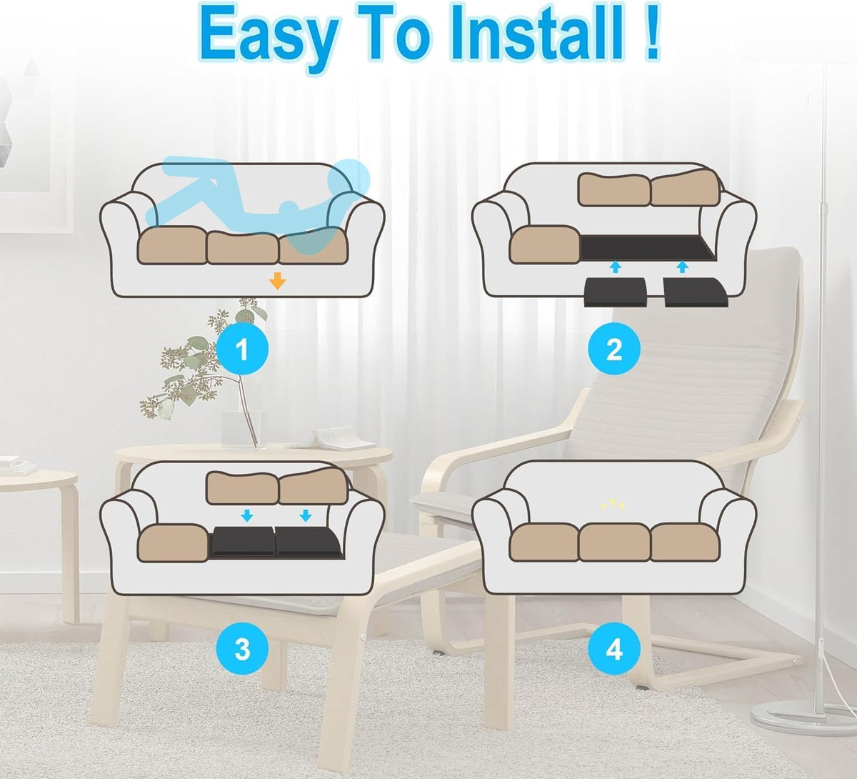 GIONAR 3PCS 50 x 50cm Sofa Cushion Support for Sagging Seat-Sofa Support Boards-Repair Foam- High-Density Sag Repair Replacement for Loveseat Chair