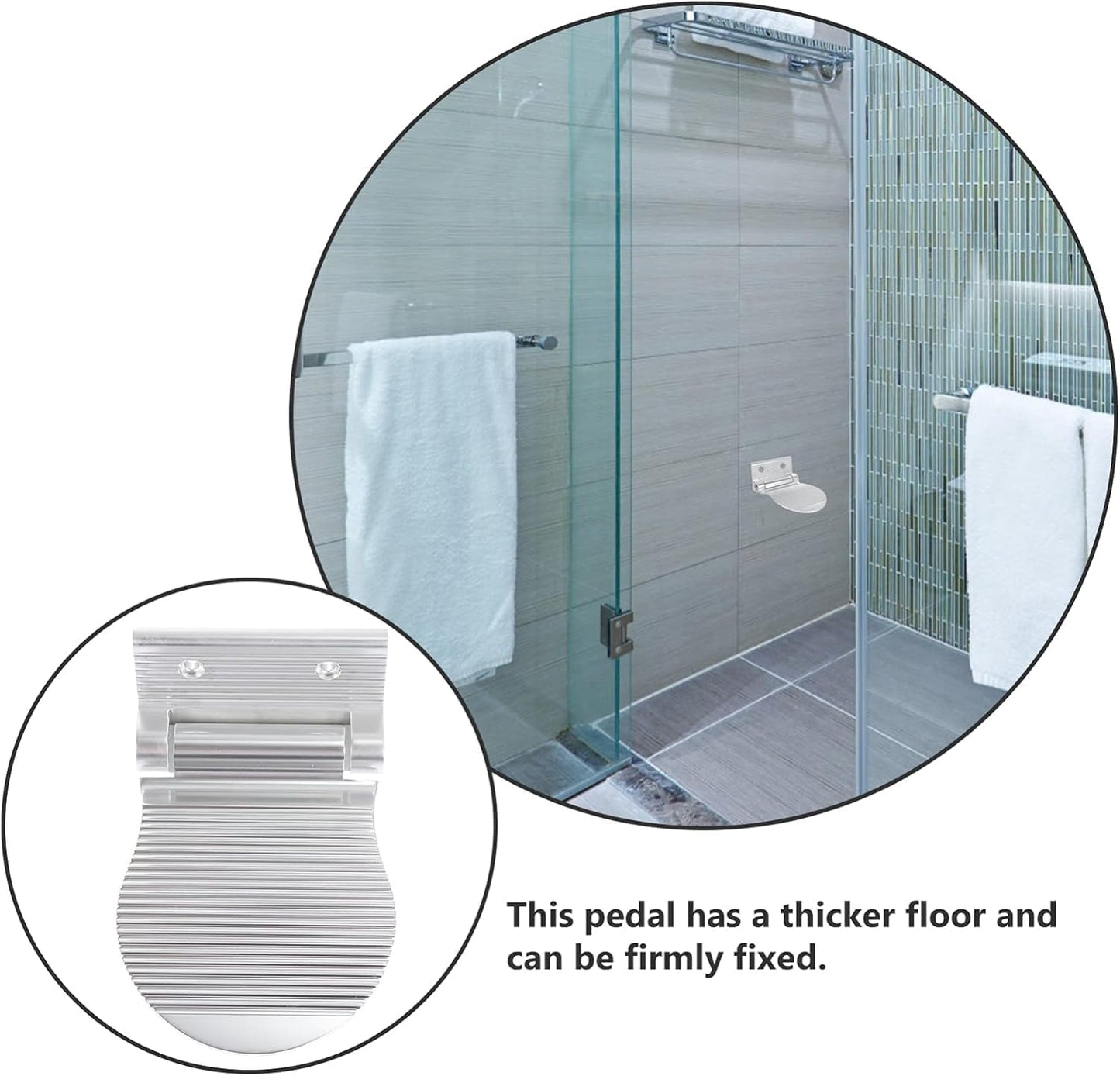 Shipenophy Foot Rest, Shower Foot Shaving Shelf, Wall Mount Space Aluminum Non-Slip Foot Pedal for Hallway Bathroom for Shaving Legs Shower Combo Set