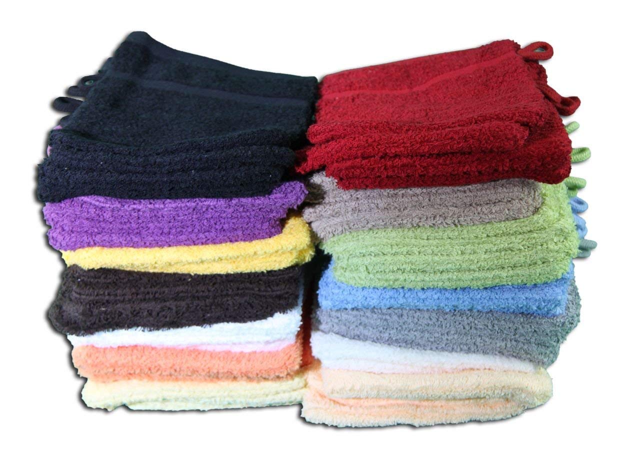 Gözze - Bath/Shower Glove/Mitt, Set of 4, Soft and Absorbent, 100% Cotton, 16 x 21 cm - Bordeaux
