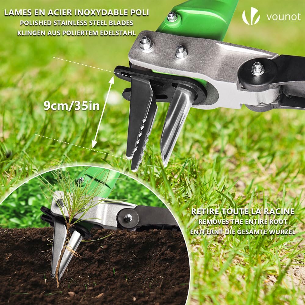 VOUNOT? Weed Puller Tool with Long Handle, Manual Weed Puller Root Remover, Effortless Weeding for Gardens and Lawns, Length 1m