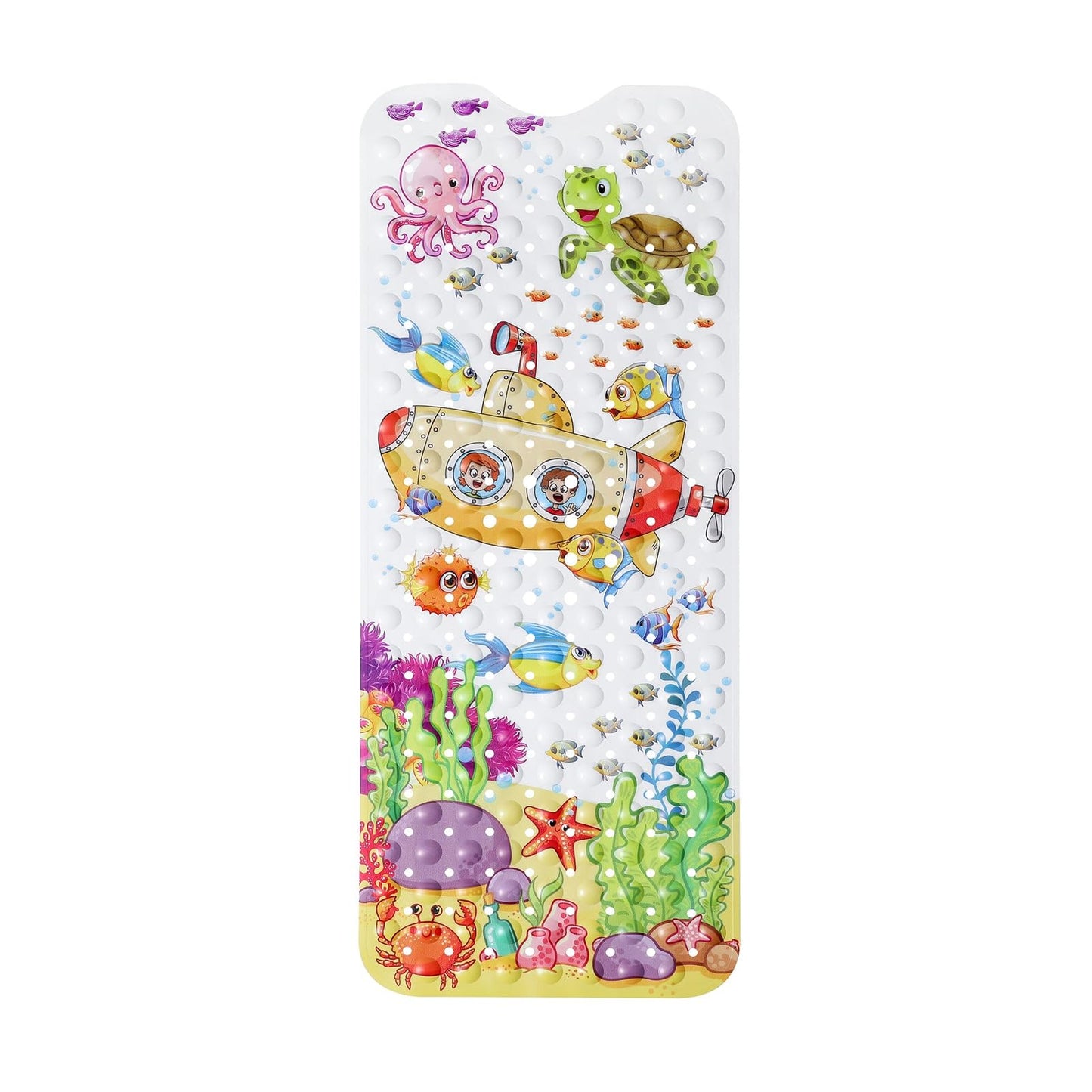 Non Slip Bath Mat for Inside Bath for Kids girls and boys, Cartoon Sea Animal Bathtub Mat Shower Mat, Bathroom Mat Anti Slip with Suction Cup Machine