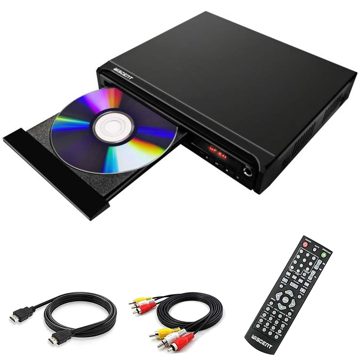 WISCENT DVD Player for TV,All-Region Free,Mini Compact DVD CD MP3 Player,with HDMI Cable for TV,USB Port, Remote Control, (non blueray)