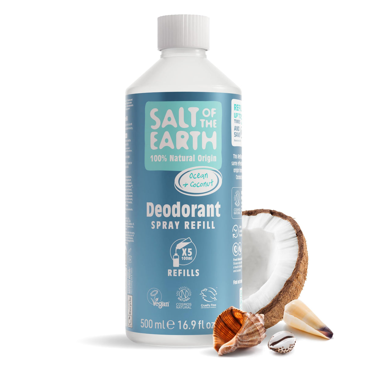 Salt of the Earth - Natural Deodorant Spray Refill - Ocean & Coconut - 100% Natural Origin Ingredients - Vegan - Suitable for Men, Women & Children -