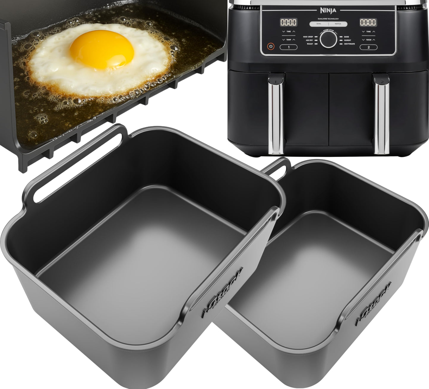 Airflow Bake? Ninja AF400UK Oil/Baking Silicone Liners | Flat Base for Baking & Oil Cooking | Dishwasher Safe, Ninja Air Fryer Accessories | AF400UK