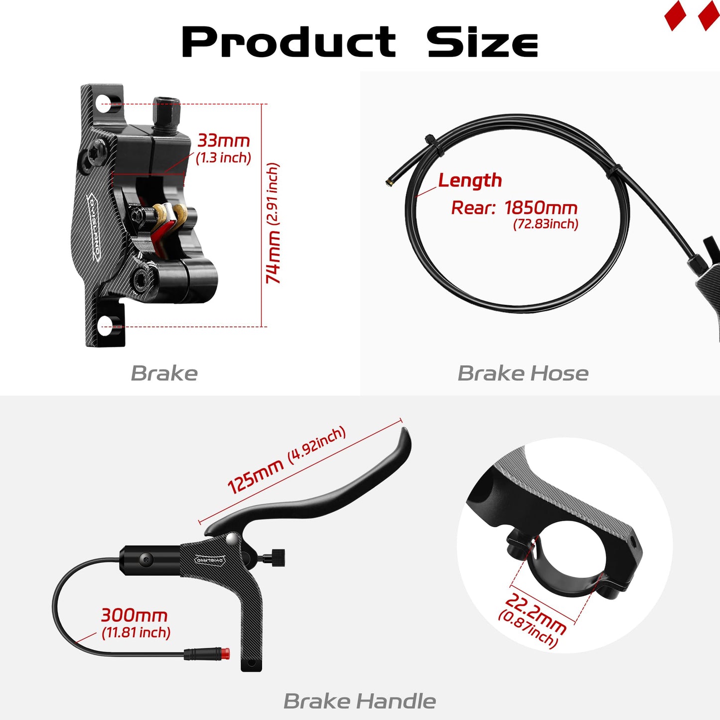 DYISLAND LD-200 2-Pistons Hydraulic Disc Brake Set for ebike,2-PIN Power-Off Electric Bike Hydraulic Brake kit?Hydraulic Brake Kits with mounting