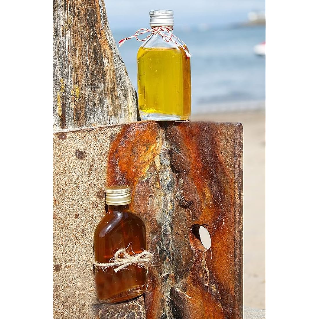 Wares of Knutsford 70 x Small Glass Bottles Flask (50ml) with Gold Caps - Perfect for Weddings - Mini Hip Flask Style