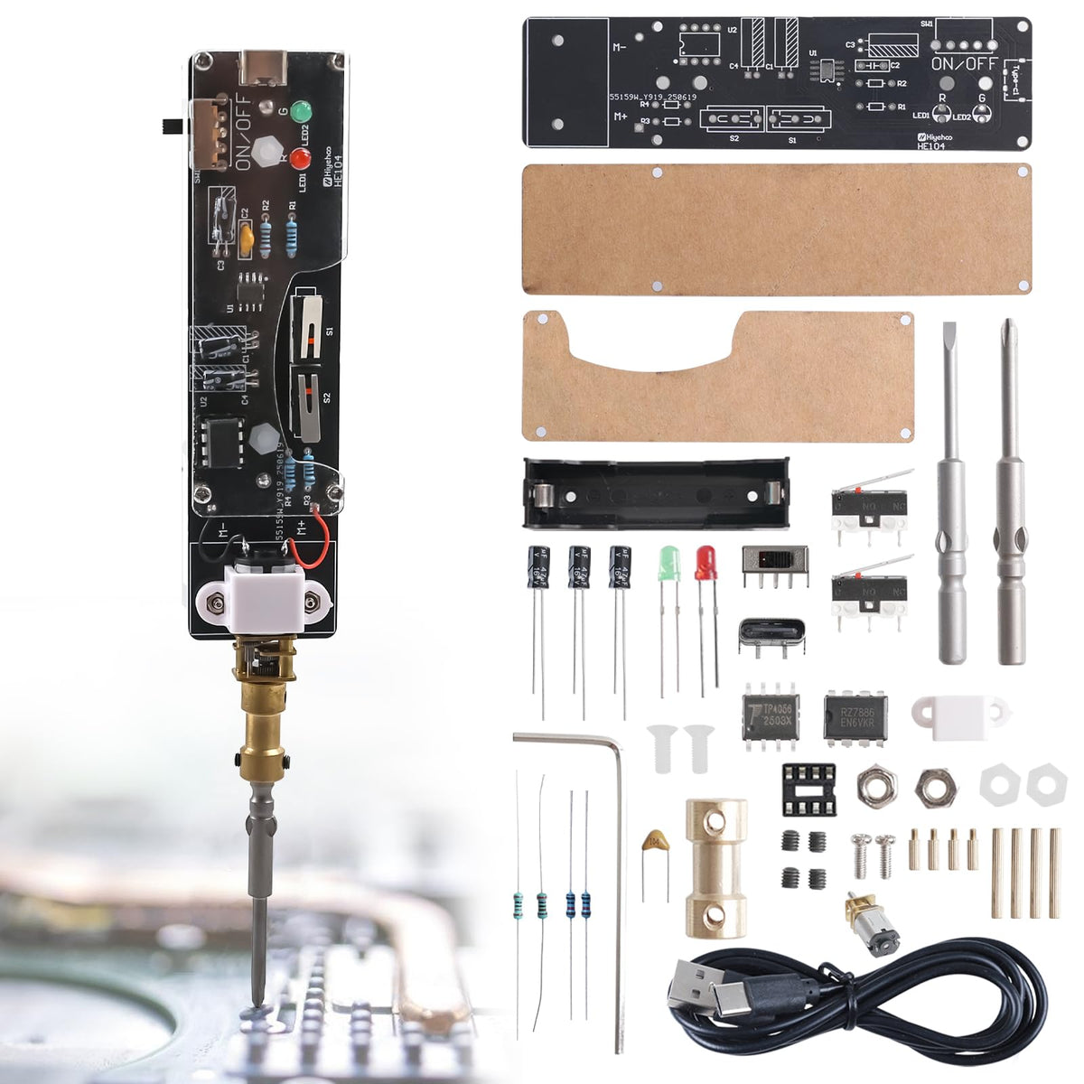 BANRIA Solder Practice Kit? DIY Handheld Electric Screwdriver Soldering Kit with 2 Screwdriver Bits, Electronics Soldering Practice Project STEM