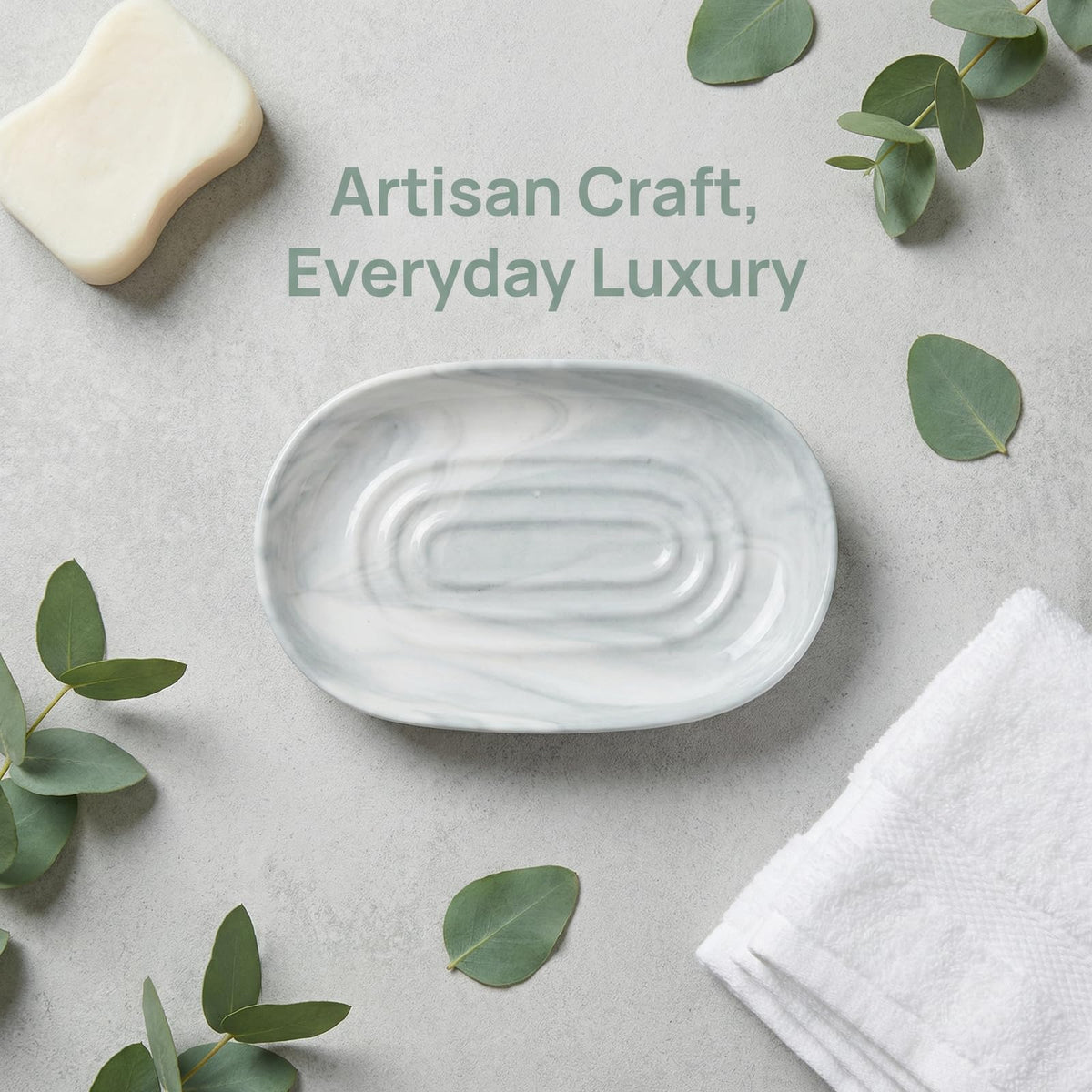 Merzio Ceramic Soap Dish, Anti-Slip Soap Holder for Bathroom Shower, Keeps Soap Dry & Easy to Clean, Elegant Soap Tray