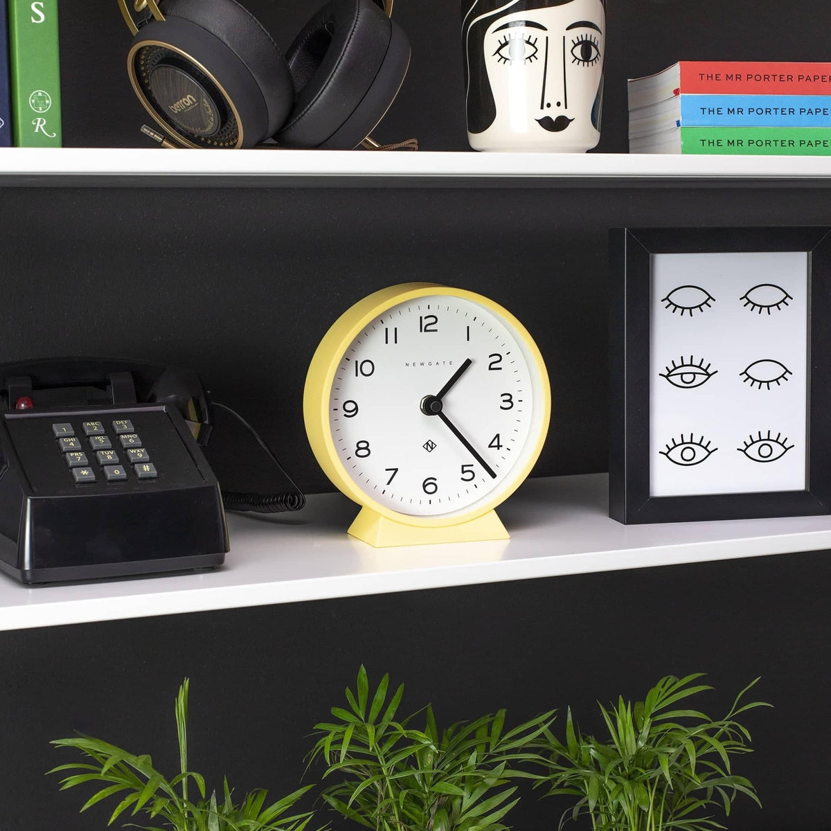 NEWGATE? M Mantel Silent Sweep Mantel Clock - 'No Tick' - A Modern Mantelpiece Clock - Small Mantel Clocks - Minimalist Dial - (Cheeky Yellow)