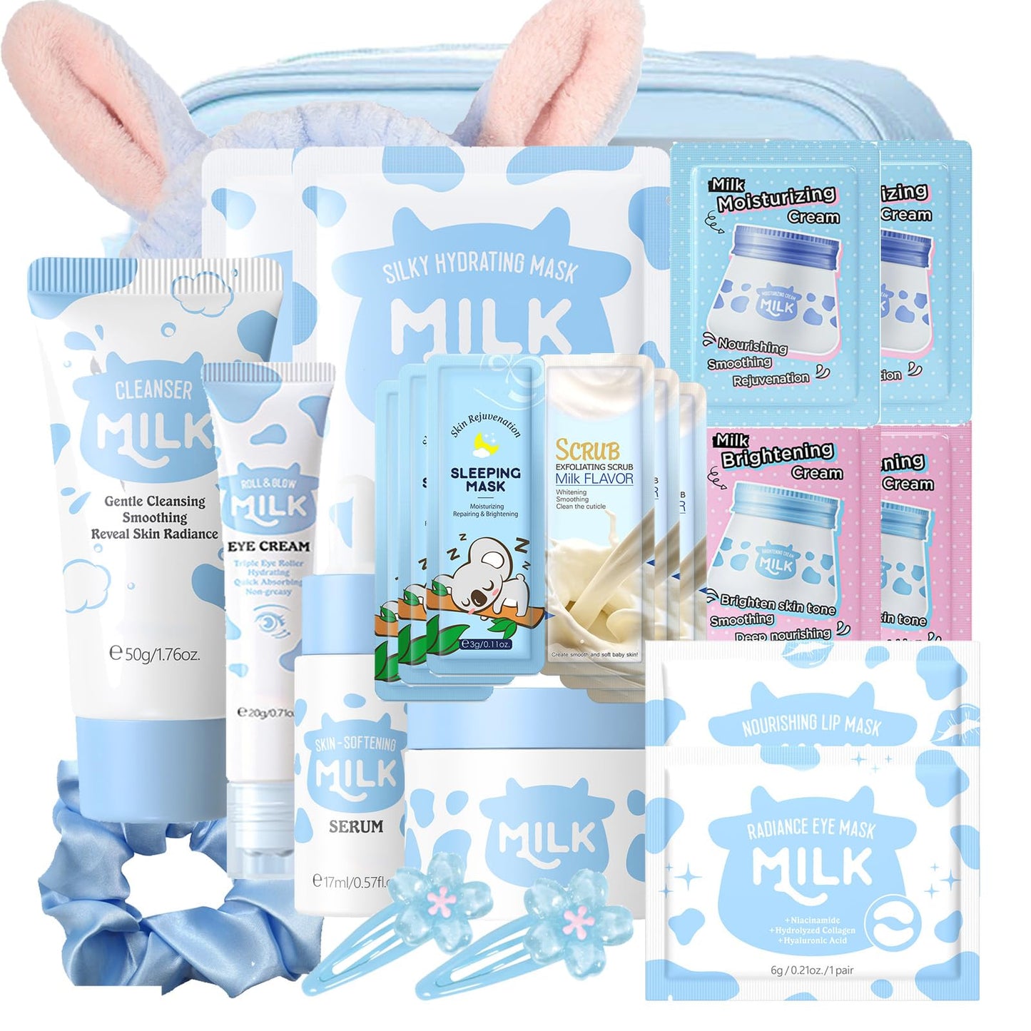 Milk Skin Care Sets & Kits - Teenage Girls Gifts - Milk Skincare Set for Teen Skincare - Gifts For Women - Travel Skincare Set Daily Face Care - Deep