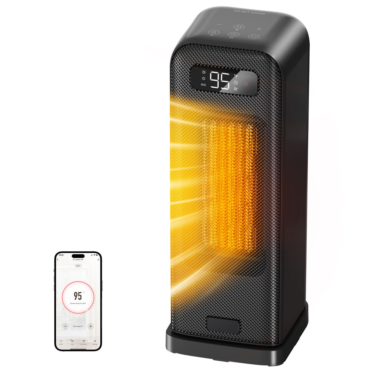 FLANUR Electric Heaters for Home, Smart Portable 1500W Energy Space Room Heater, Tower Fan Heater with WiFi & Voice Control, 12H Timer, Overheat & Tip