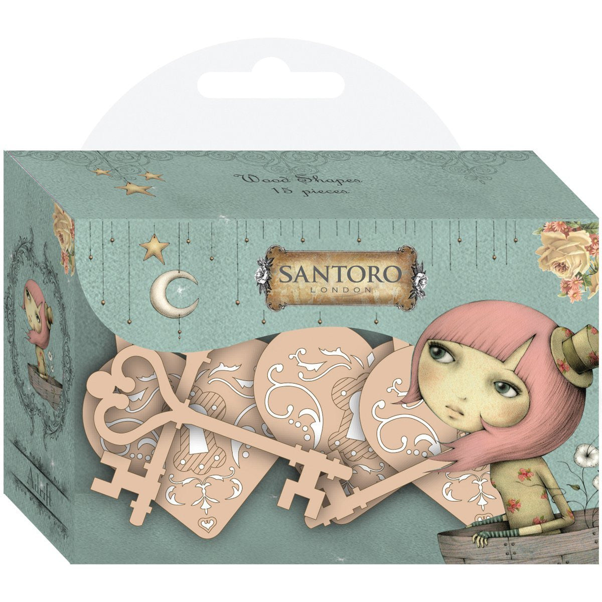 Santoro Mirabelle Wooden Shapes, Set of 18, Multi-Colour