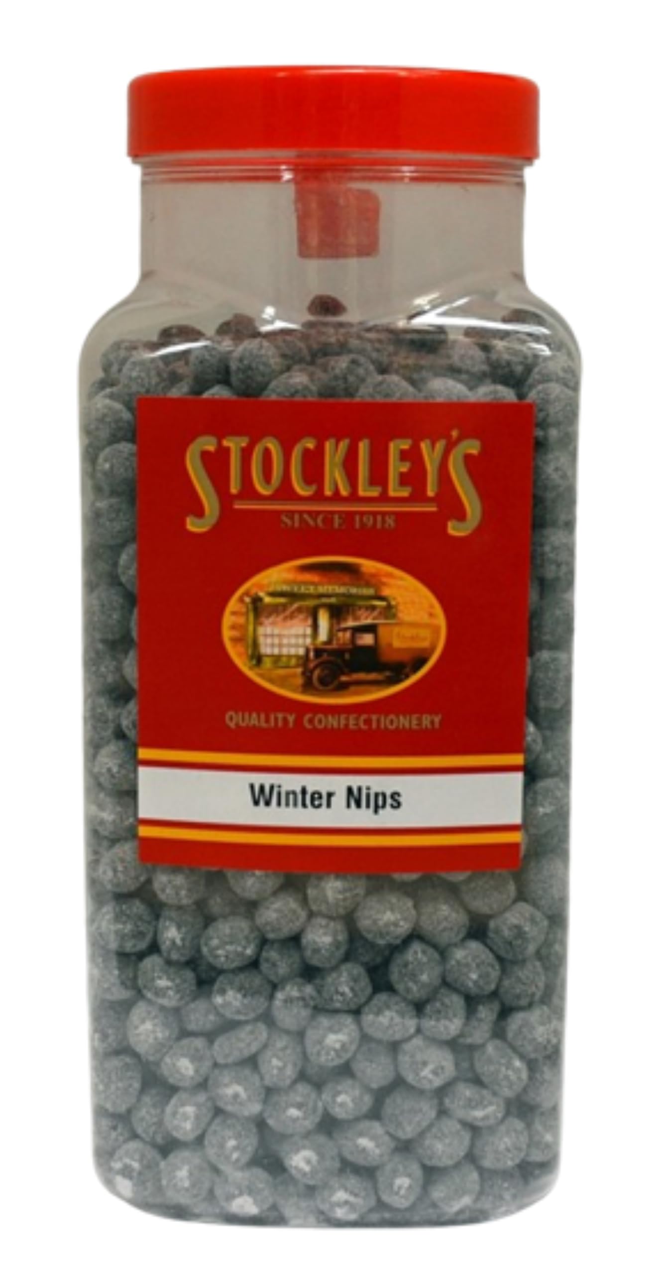 Stockley's Winter Nips Sweet Shop Jar - 2.73kg | Classic Winter Warmer Hard Sweets | Bulk Traditional British Confectionery | Vegan
