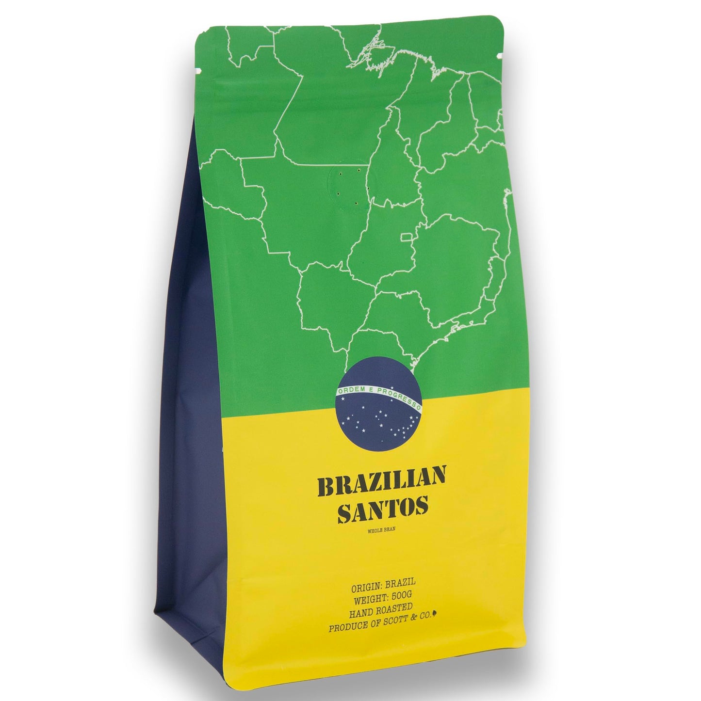 Scott&Co. Brazilian Santos Coffee Beans. Light Roast Whole Coffee Beans, Single Origin. 500g