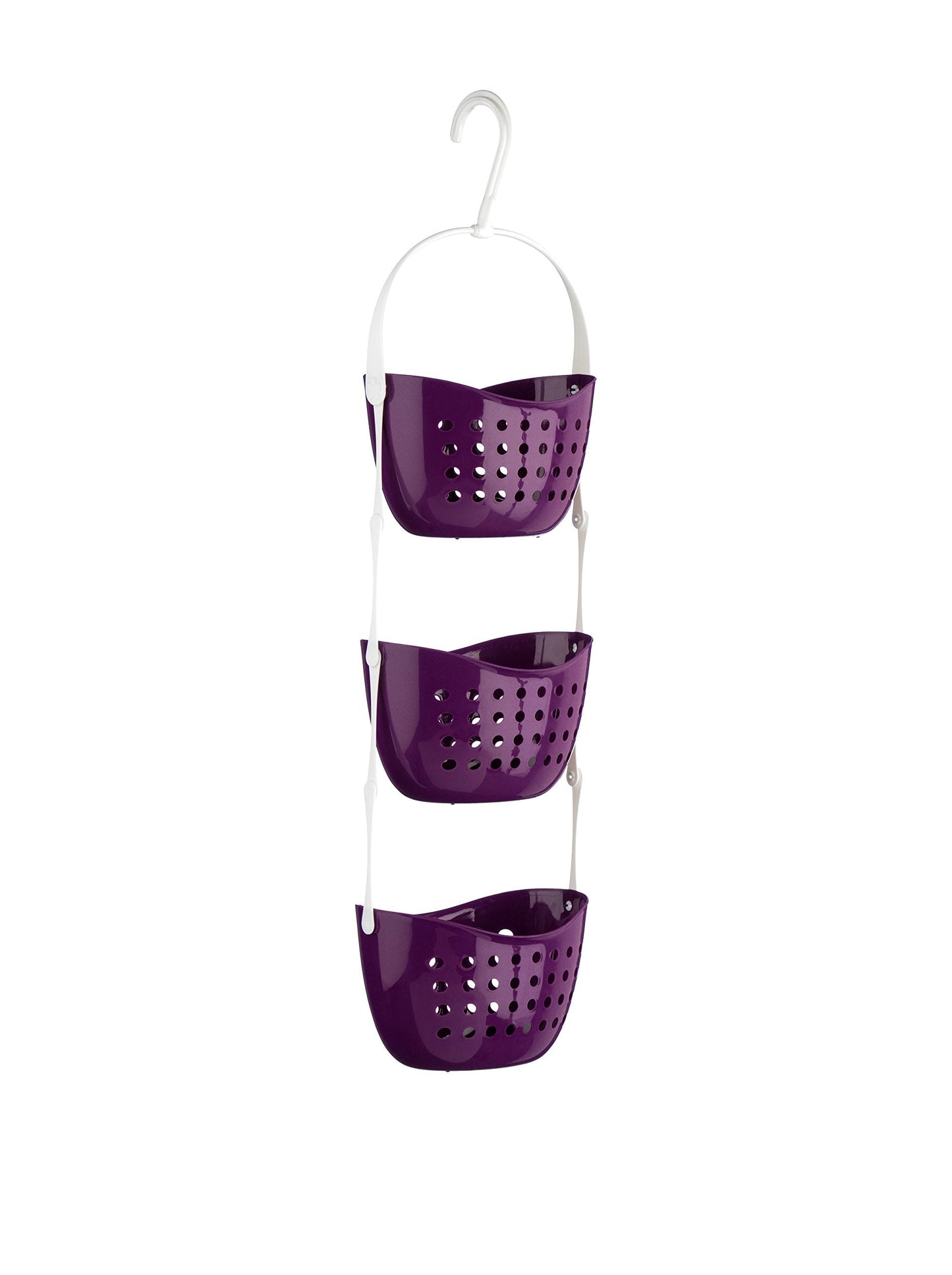 Premier Housewares 1601486 3-Tier Shower Caddy / Shelf Purple Small Storage Baskets / Hanging Organiser Plastic Bathroom Caddy / Shower Organiser 23 x