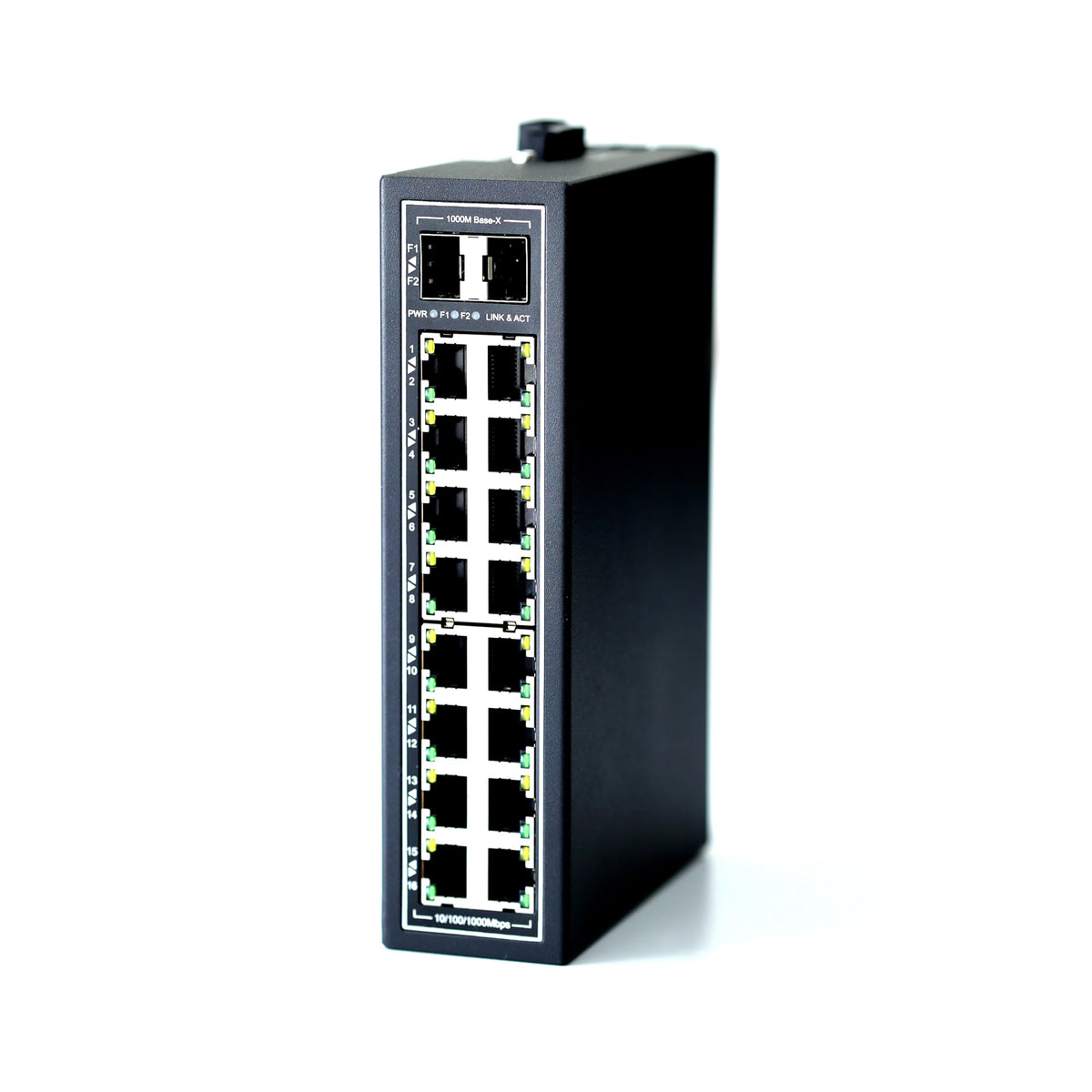 WIWAV WDH-16GT2GF-DC 10/100/1000Mbps Gigabit Unmanaged 18-Port Industrial Ethernet Switches with DIN Rail/Wall-Mount (Fanless,-30?~75?)
