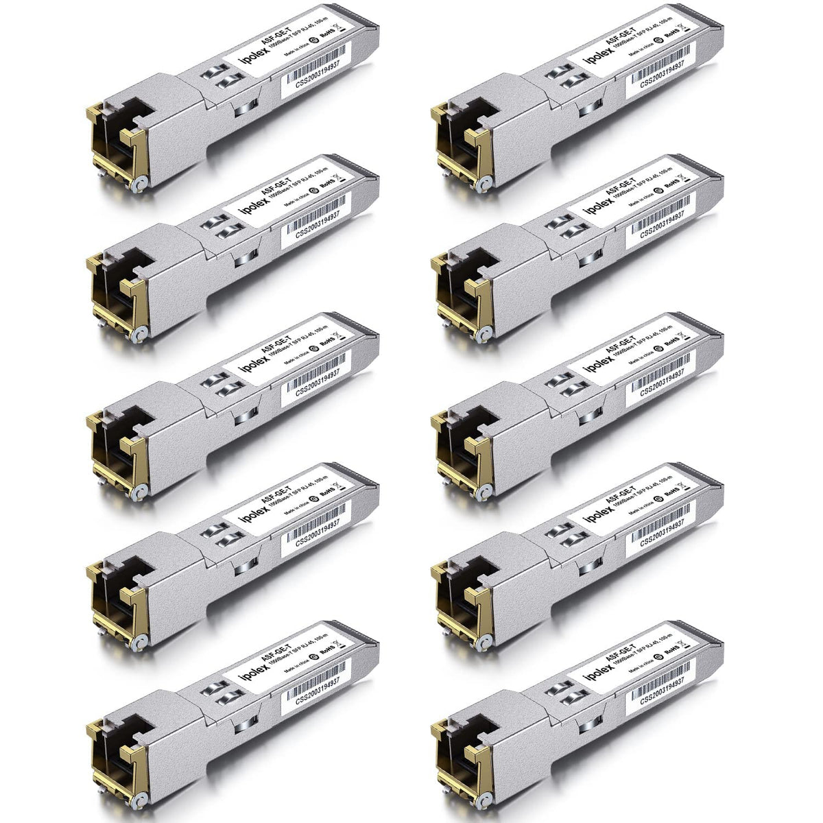 ipolex 10 PCS 1G SFP to RJ45 Copper Transceiver, 1000Base-T Mini GBIC RJ-45 SFP Module Compatible with Cisco GLC-T/SFP-GE-T, Meraki MA-SFP-1GB-TX,