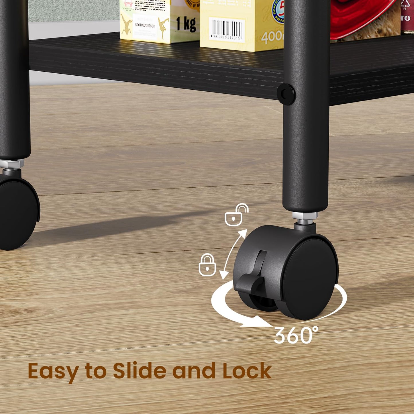 Asgolion 4-Tier Trolley, Space-Saving Kitchen storage trolley with Wheels