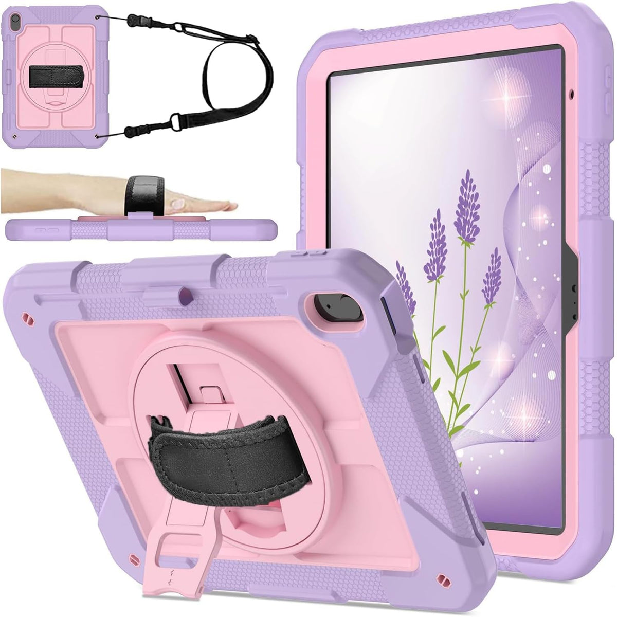 TOPWANT Case for iPad (A16) 11th Generation 11" 2025/10th Generation 10.9 inch 2022, 360 Rotating Stand & Pencil Holder & Hand & Shoulder Strap