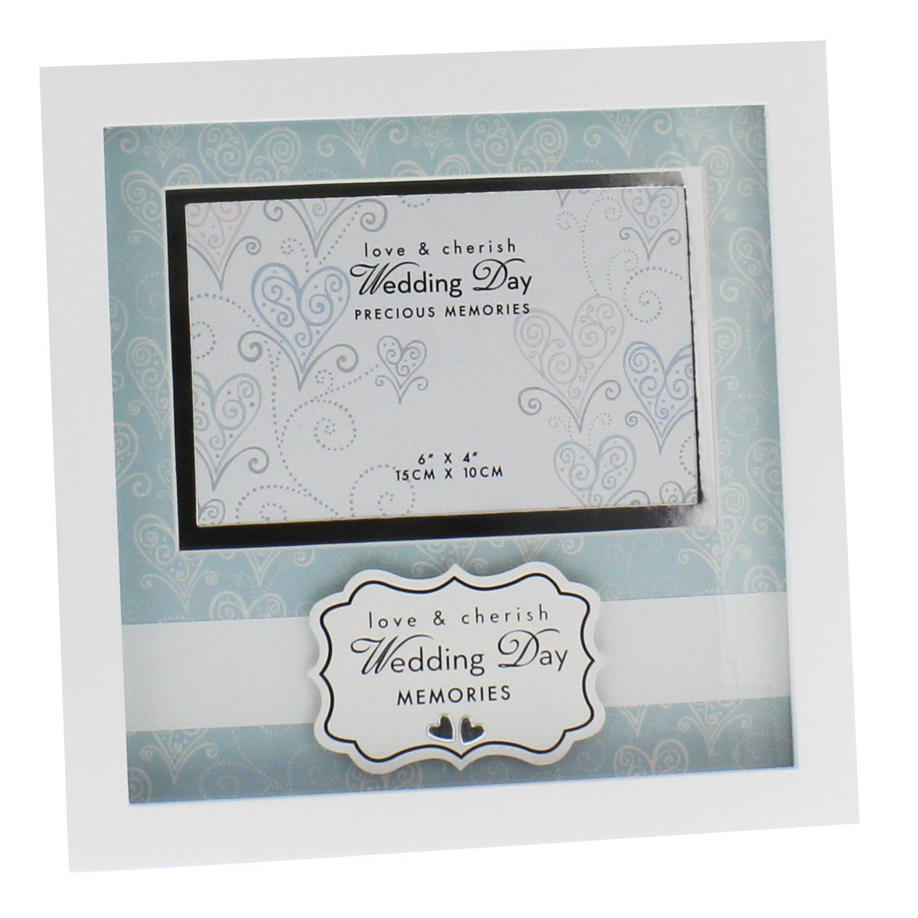 Love & Cherish 23cm White Wooden Frame 6" x 4" Photo - Wedding Day