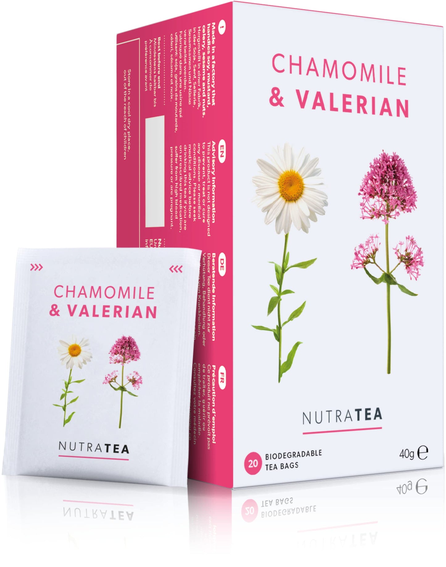 Nutra Tea Chamomile & Valerian Tea | Valerian Root Teabags For Sleep & Relaxation - Bedtime Tea & Sleep Teas For A Restful Night - 60 Individual