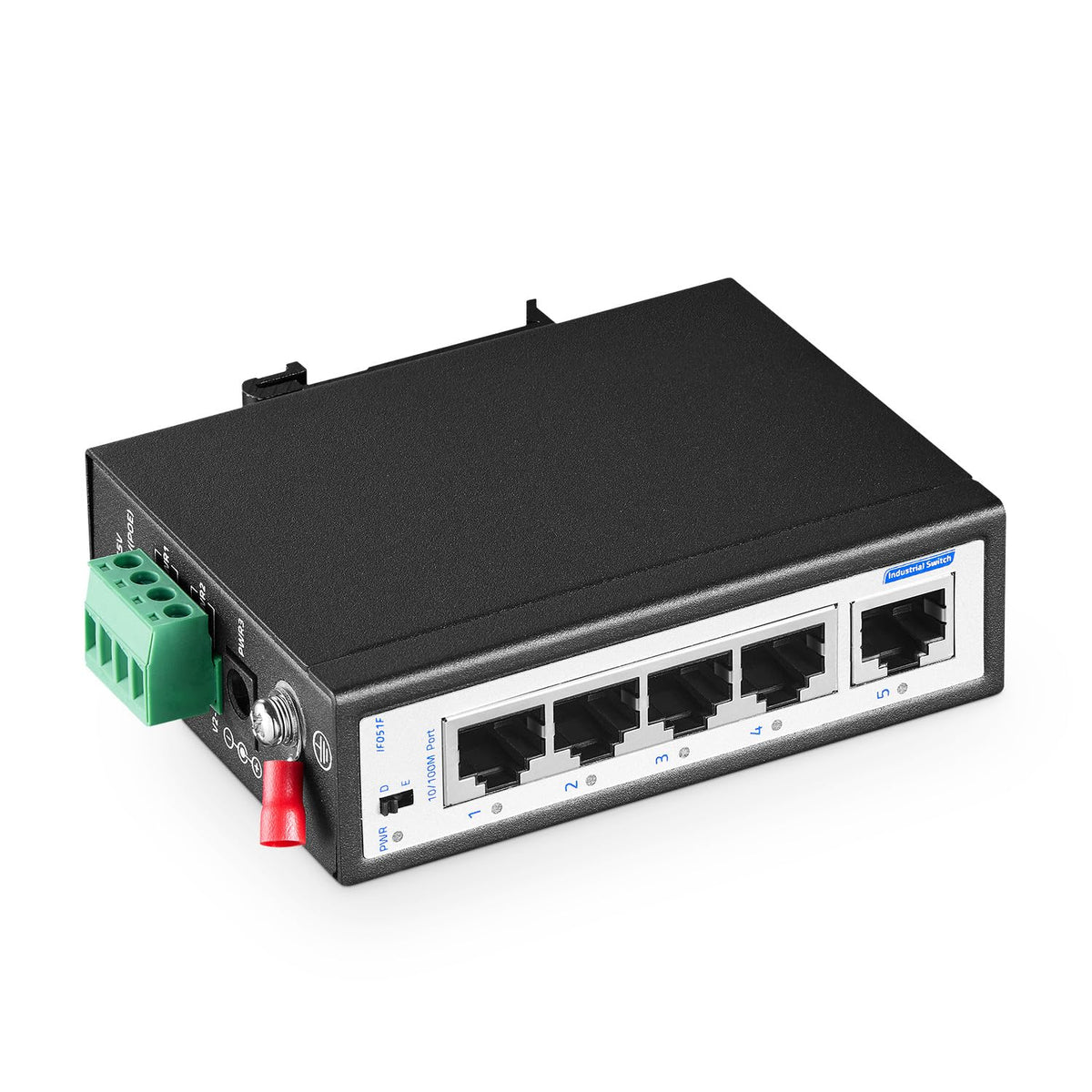YuLinca 5 Port Industrial DIN-Rail Switch, 4 Ports and 1 Uplink, 10/100Mbps Fast Ethernet, DIN Rail & Wall Mount Included, Unmanaged IP30 Industrial