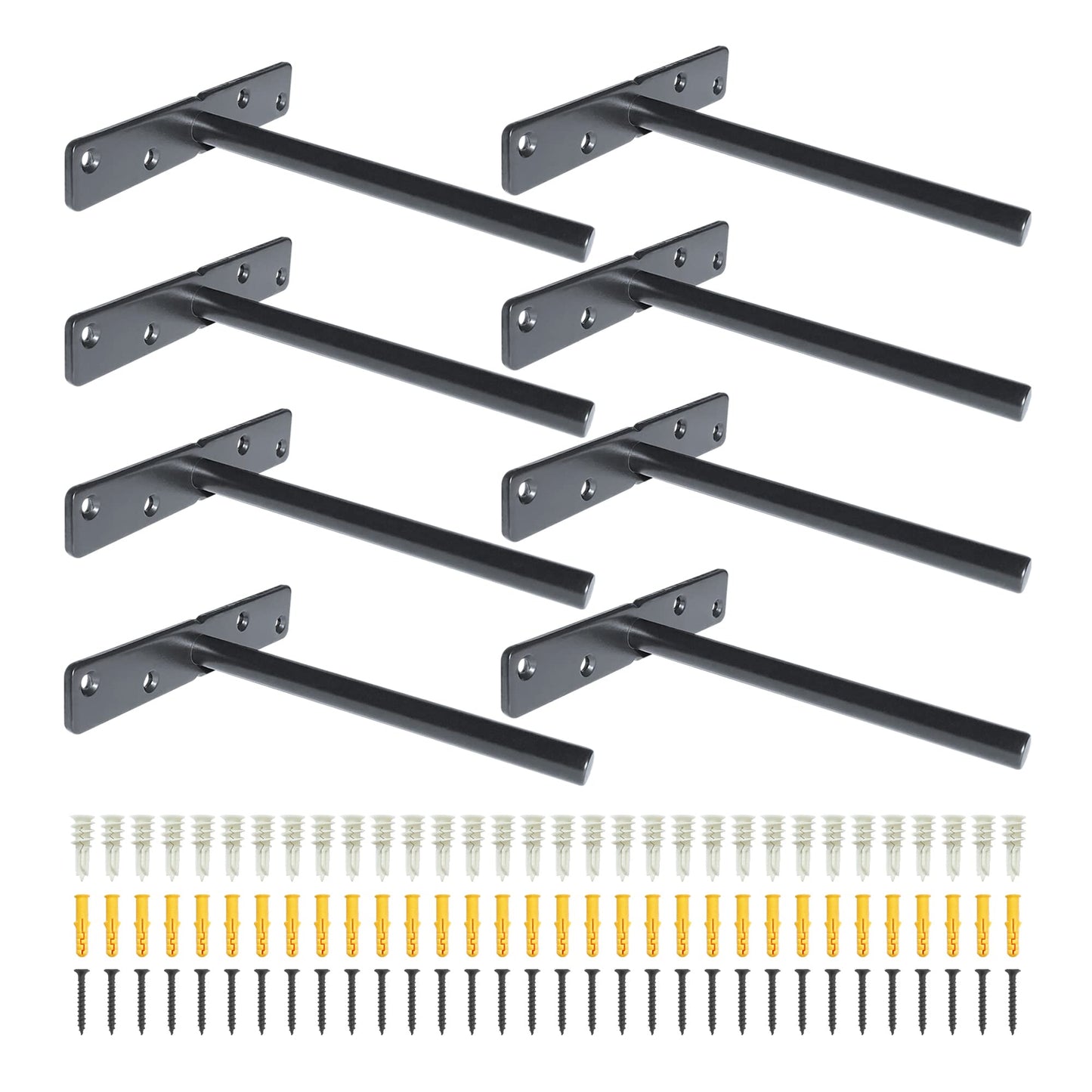 Premium Heavy Duty Floating Shelf Brackets - Solid Steel Wall Mounted Bracket for Concealed Shelves with Screws & Wall Plugs for Drywall & Concrete
