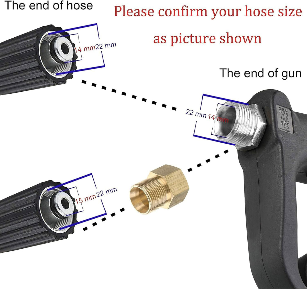 M Mingle Replacement Pressure Washer Gun with Extension Wand, M22 15mm or M22 14mm Fitting, 5 Nozzle Tips, 40 Inch, 4000 PSI