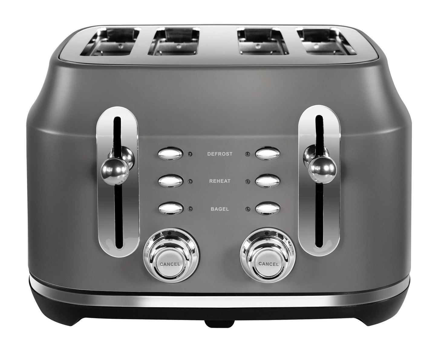 Rangemaster RMCL4S201GY Classic Grey 2.1kW 4 Slice Toaster with Defrost, Cancel & Reheat Functions, Removable Crumb Tray & 6 Power Levels with 2 Year