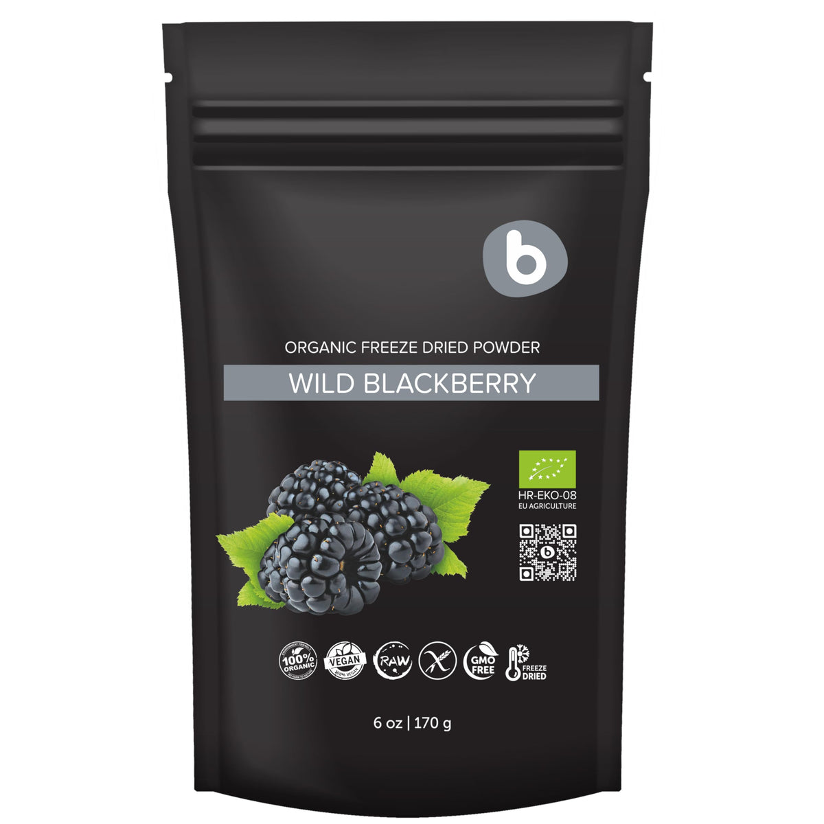 Organic Freeze Dried Wild BlackBerry Powder from Frozen Blackberries, Antioxidant Superfood, for Smoothies, Baking and Flavoring, Rich in Vitamin C,