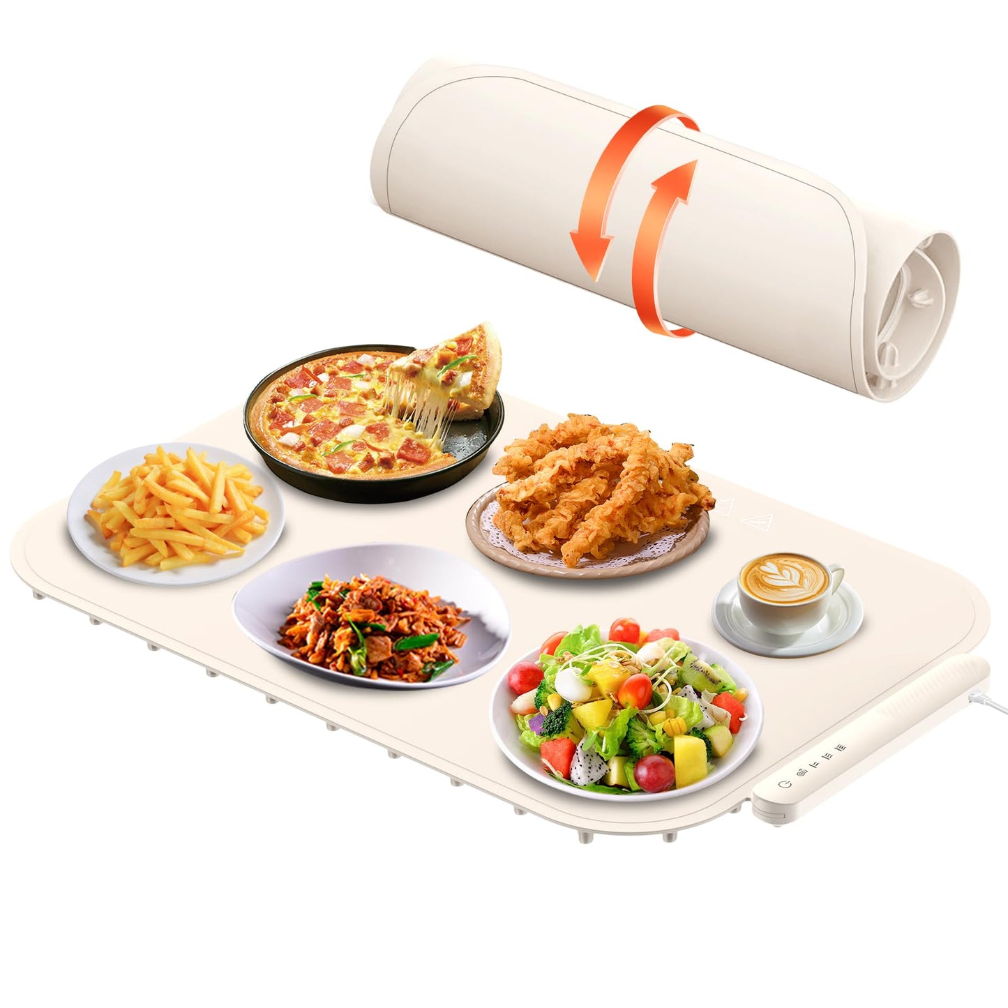 Food Warming Mat, Electric Warming Tray Food Warmer with Adjustable Temperature, Rollable Potable Silicone Heating Mat for Food, Kitchen Gadgets Home