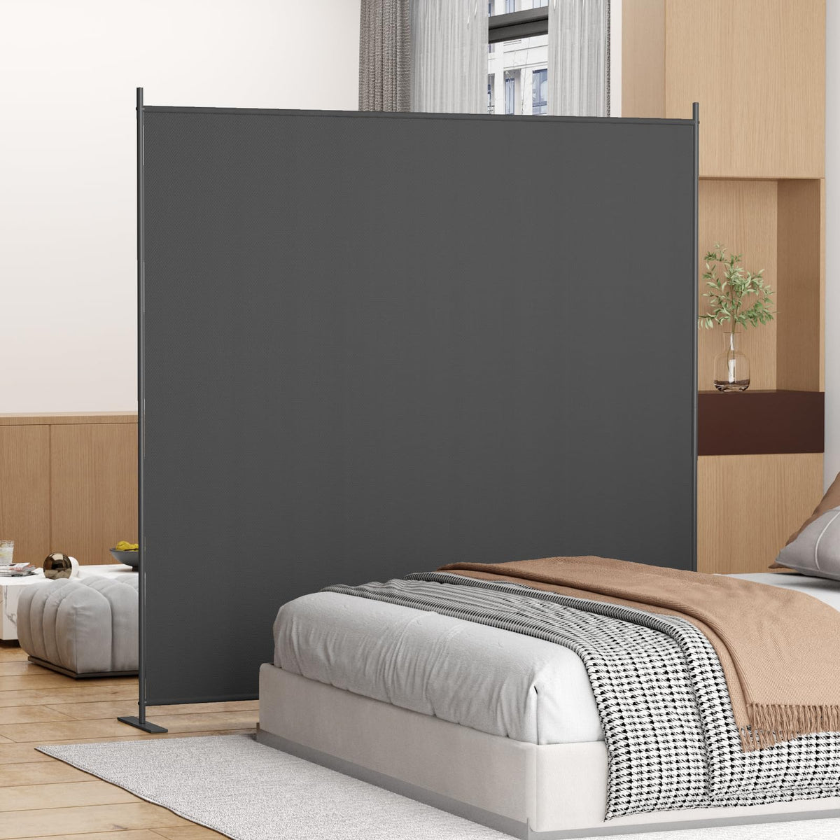 Helios&Hestia 1-Panel 6 ft Tall Indoor Folding Room Divider, Portable Privacy Screen, Freestanding Partition Separator, Temporary Wall Separation for