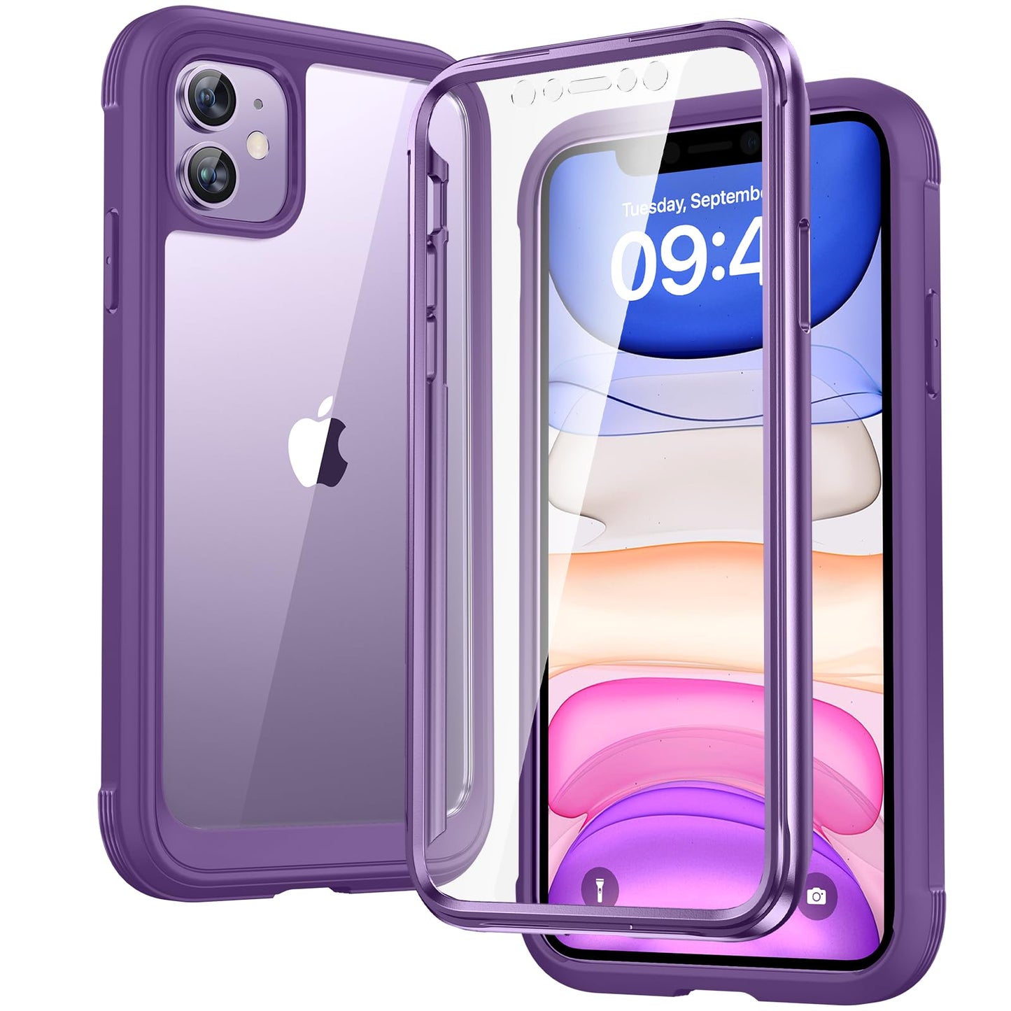 Diaclara iPhone 11 Case, 360? Full Body with Built-in Screen Protector Touch Sensitive, Shockproof Soft TPU Bumper Phone Case Clear Designed for