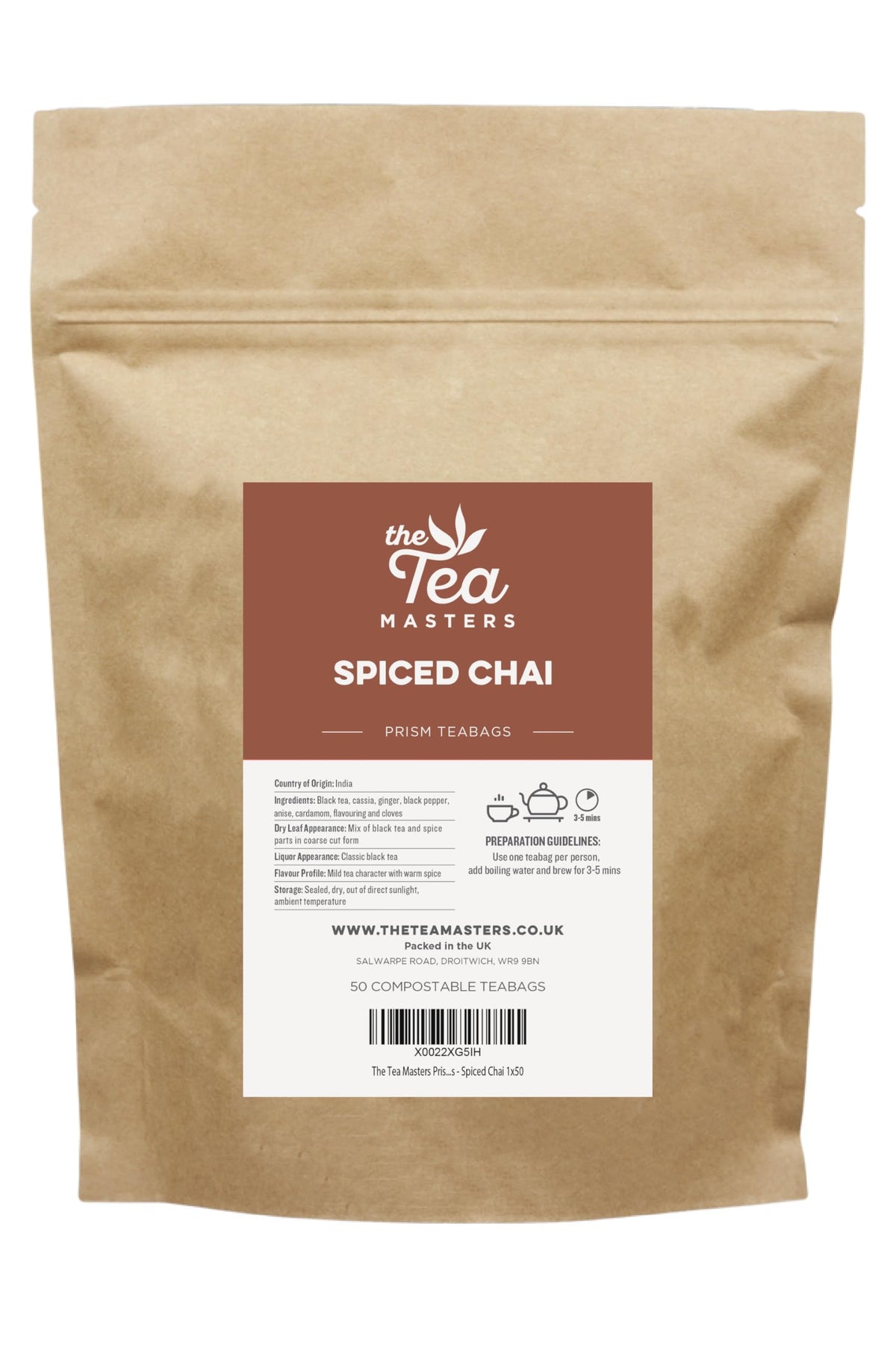 Tea Masters Prism Teabags - Spiced Chai 1x50