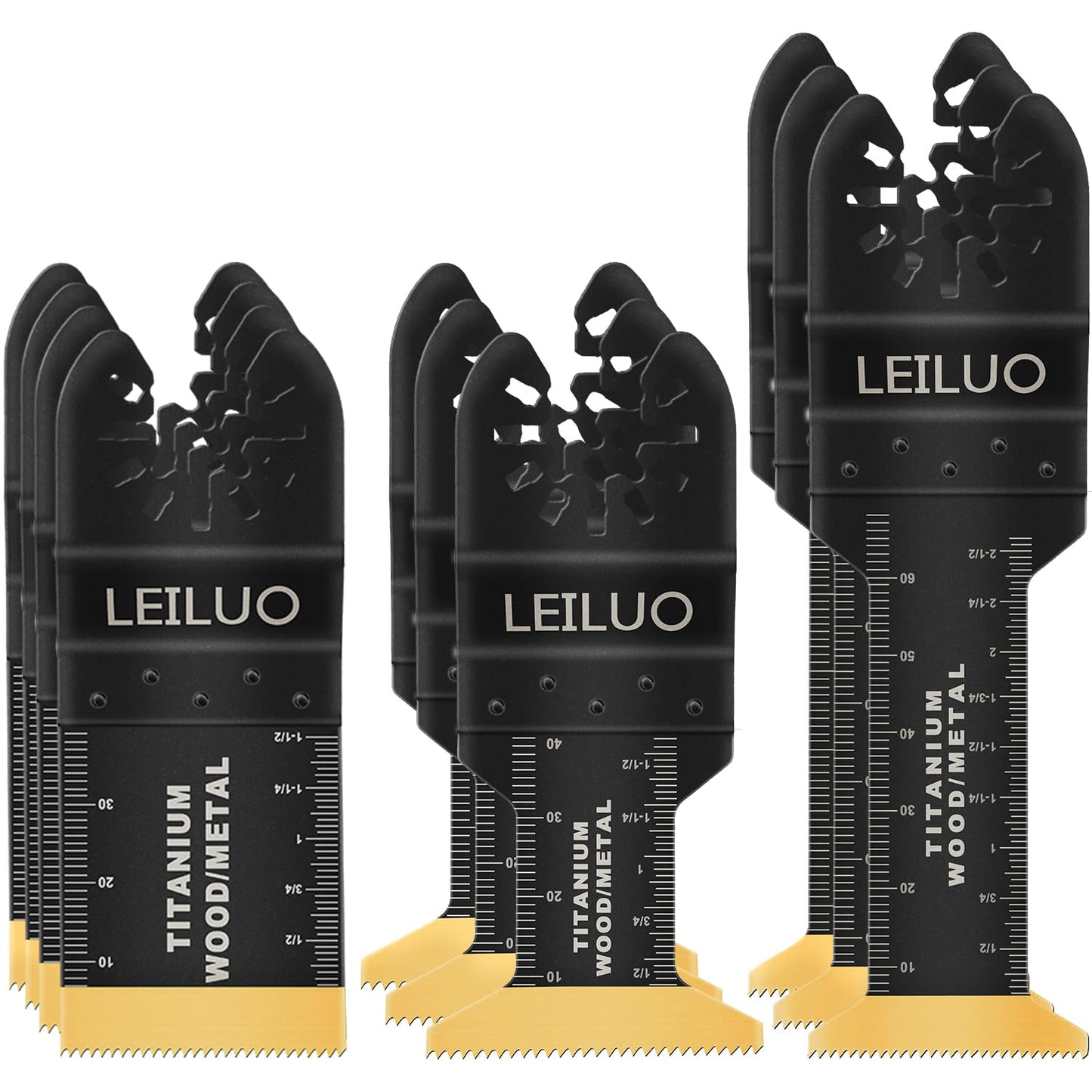 LEILUO 10 Pcs Titanium Multitool Accessories Kit for Wood Nails Drywall Cutting Universal Oscillating Saw Attachments with Storage Bag Compatible with