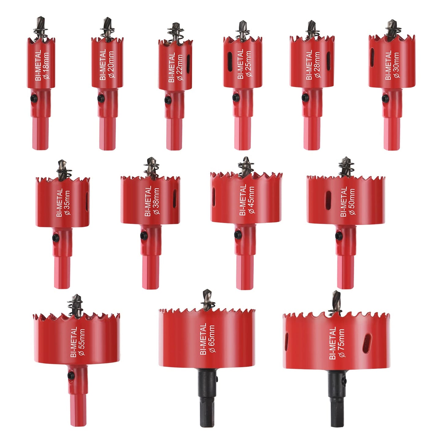 flintronic Bi-Metal Hole Saw, 13 PCS 18mm - 75mm Hole Saw Set with Hexagon Adapter and Centring Drill, Perfect for Drilling Soft Metal, Wood, PVC
