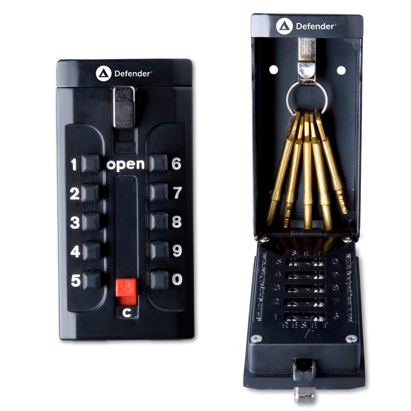 Defender Push Button Key Safe - Outdoor Wall Mounted Waterproof Lock Box - Secure Combination Key Storage Cabinet with Free Fixing Kit for Home,