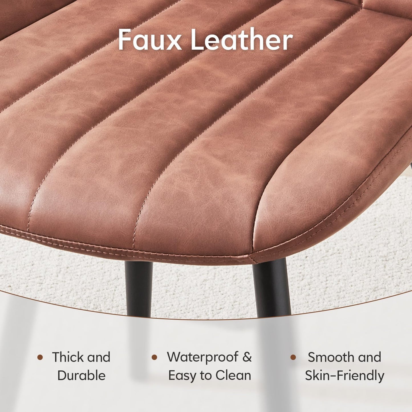 TUKAILAi Faux Leather Dining Chairs Set of 2, Metal Legs, for Dining Room