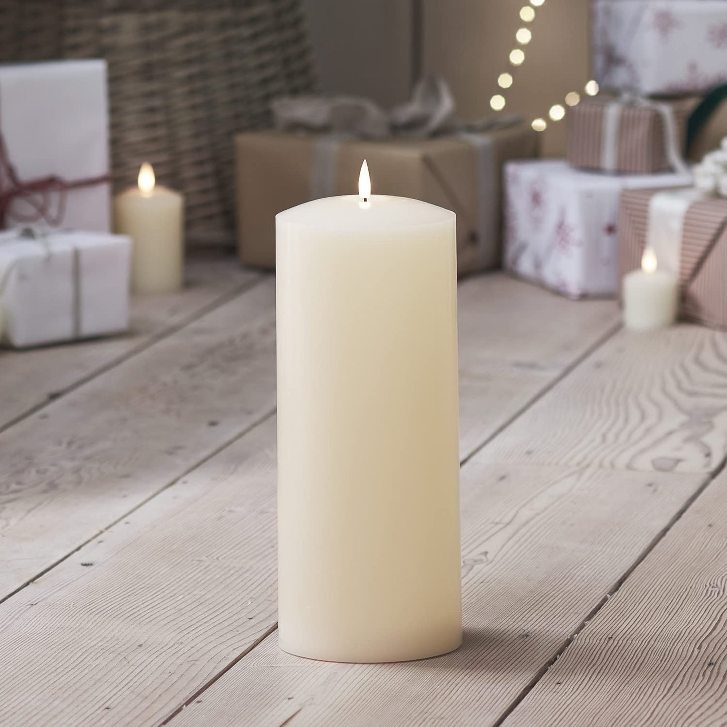 Lights4fun TruGlow Large 30cm Chapel Candle - Battery-Operated LED Flameless Candle with Timer, Real Ivory Wax, Safe & Stylish Home Decor