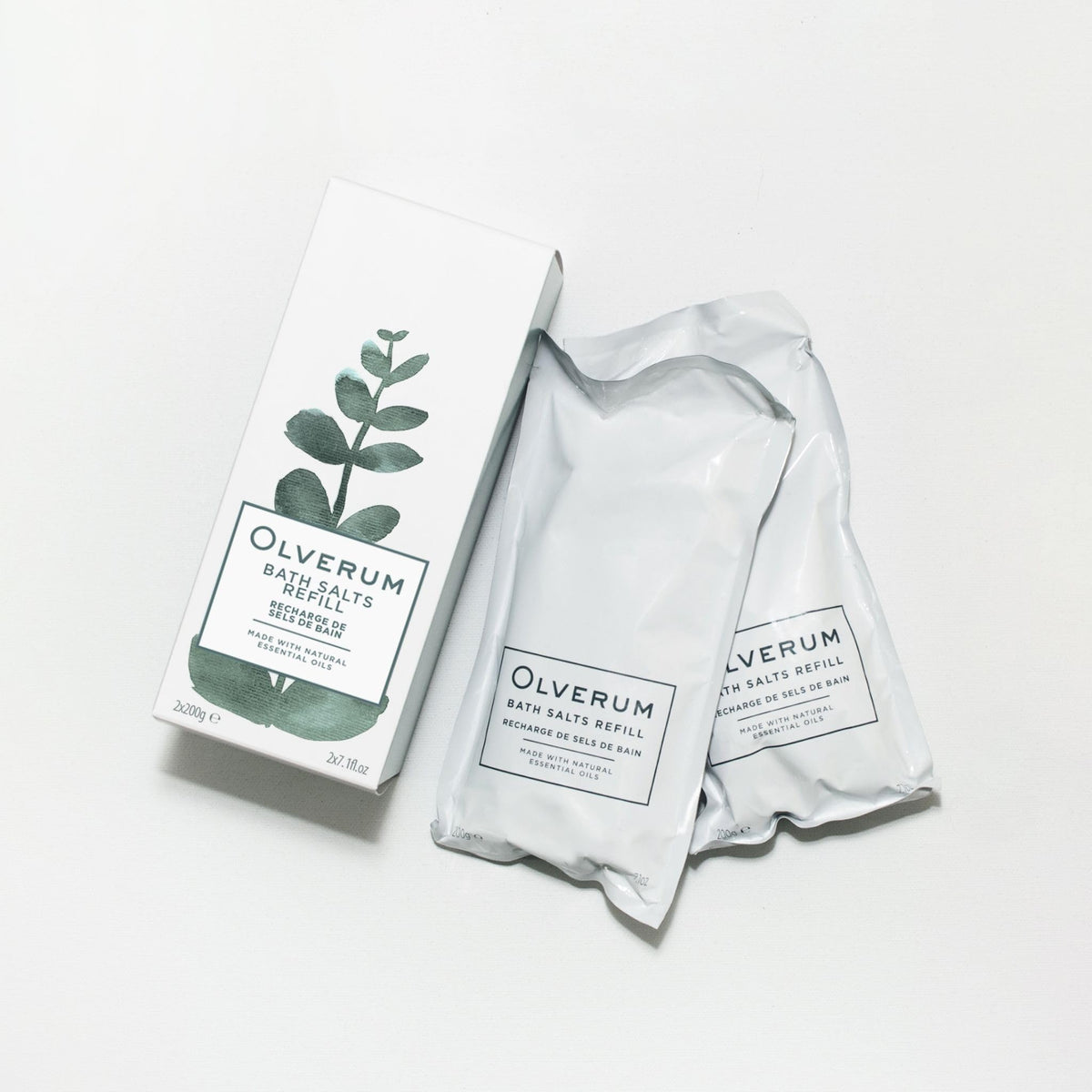 Olverum Magnesium Bath Salts for Women & Men - 2 Refill Sachets - Luxury Muscle Soothing Bath Salts Muscle Soak Aromatic, Therapeutic Blend of Pure