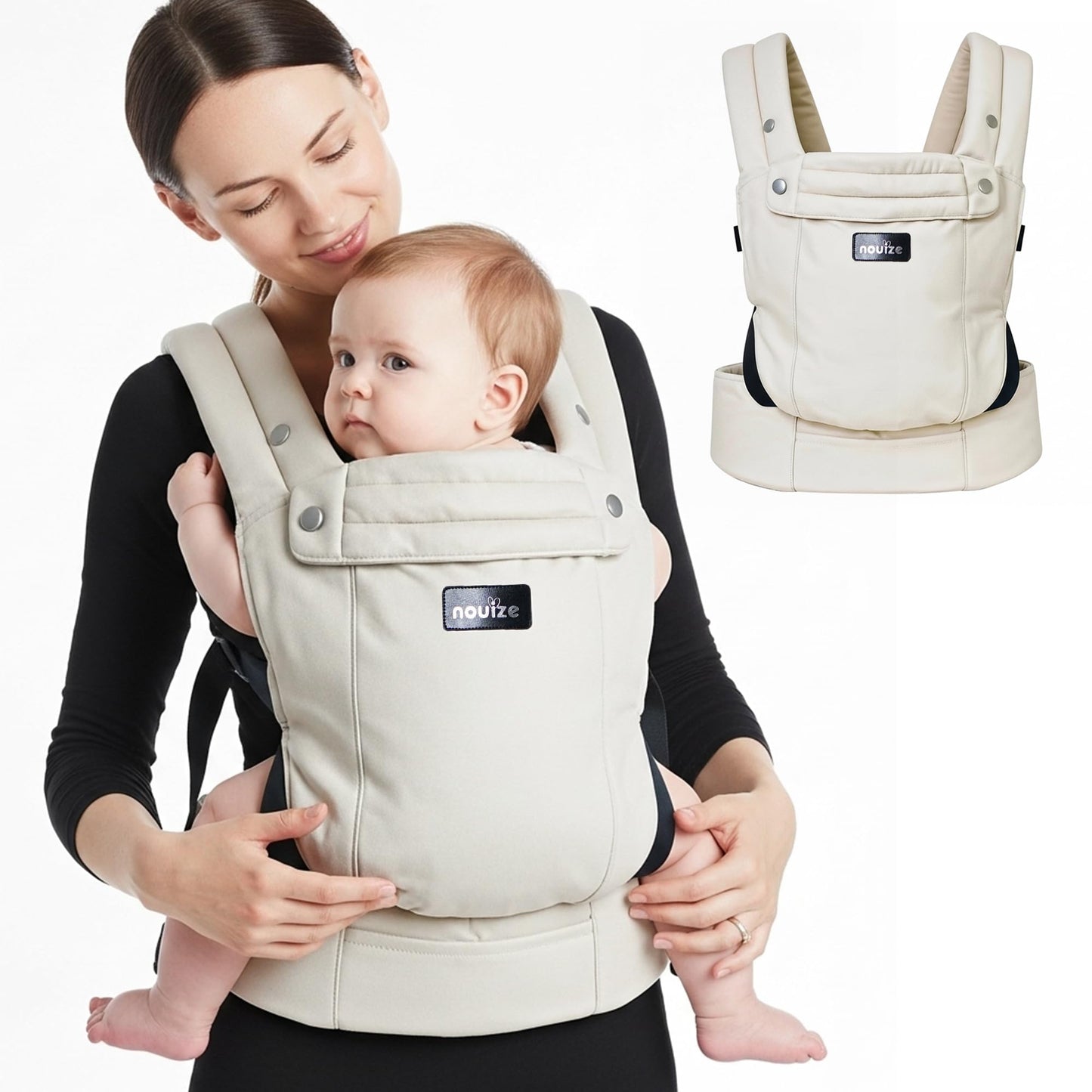 Ergonomic Baby Carrier for Newborn to Toddler - 100% Cotton, Breathable Fabric, Adjustable Baby Holder Carrier with Front & Back Carry Options - Soft