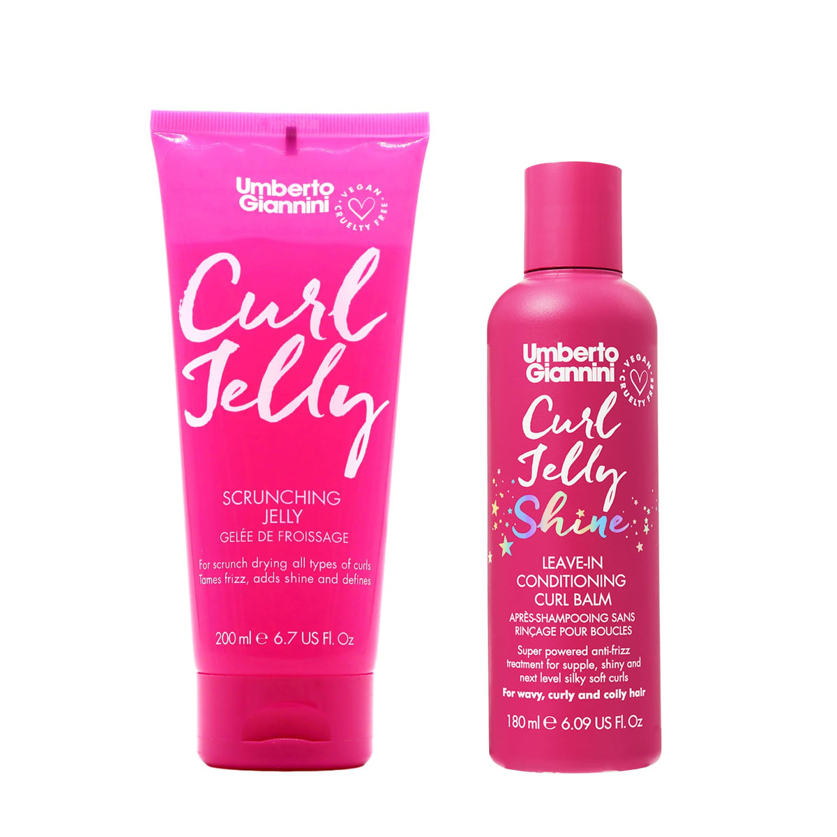 Umberto Giannini Curl Jelly Scrunching Jelly 200ml and Curl Jelly Shine Leave In Conditioner Duo 180ml Vegan & Cruelty Free