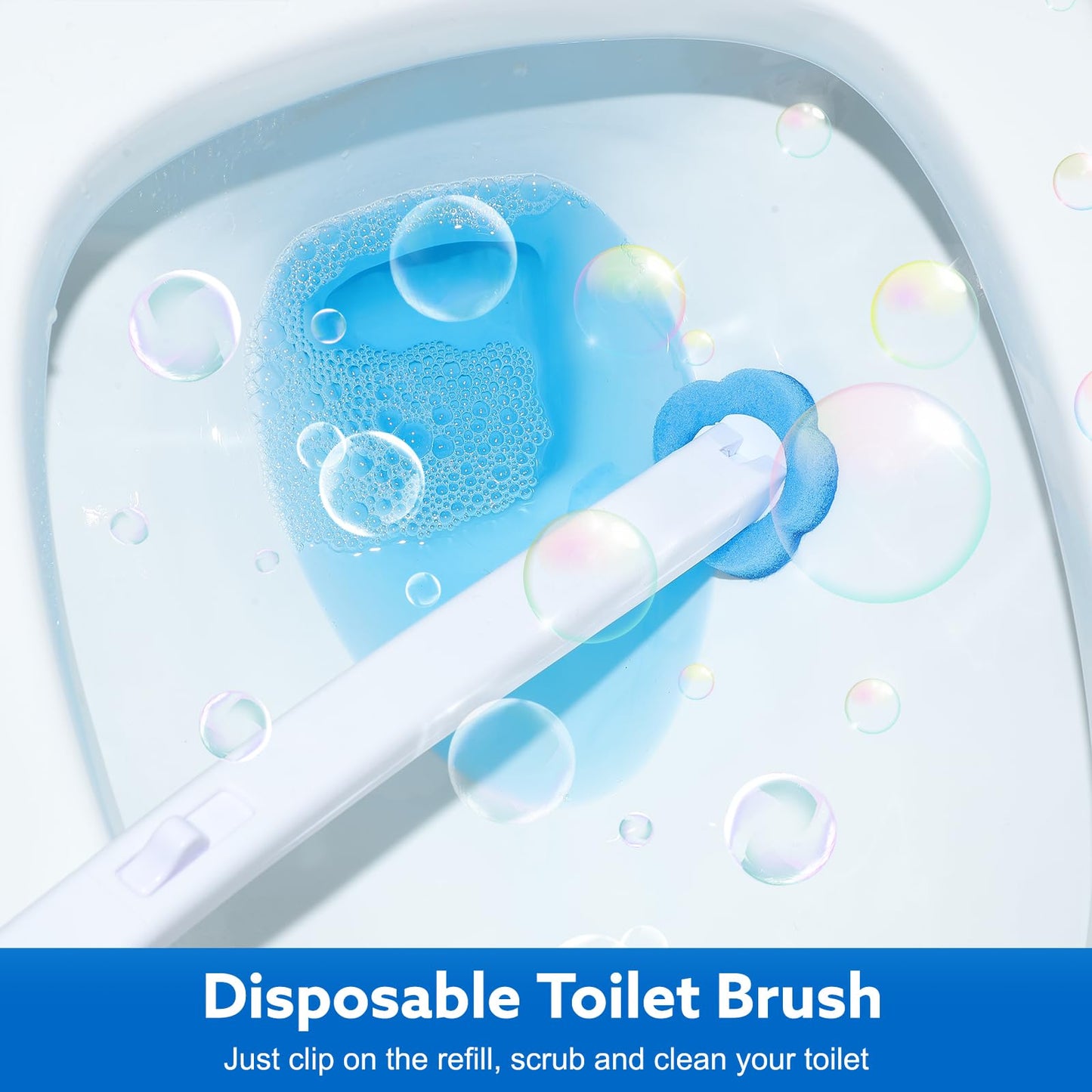 wlich Disposable Toilet Brush, Bowl Toilet Brush with 48 Refills & 1 handle