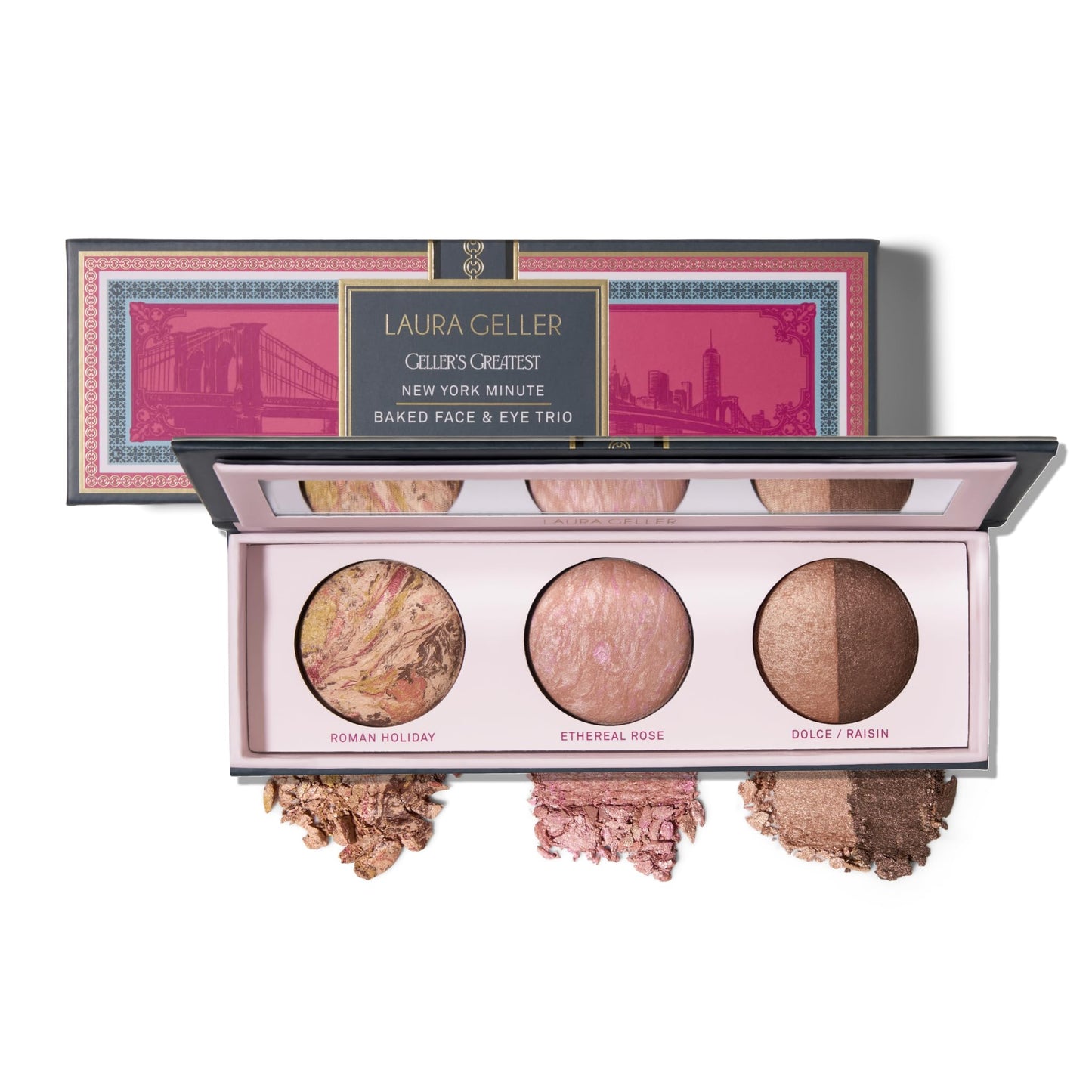Laura Geller Beauty Geller's Greatest New York Minute Face & Eye Palette - Includes Blush, Bronzer and Eyeshadow Duo - Travel-Friendly Makeup Compact
