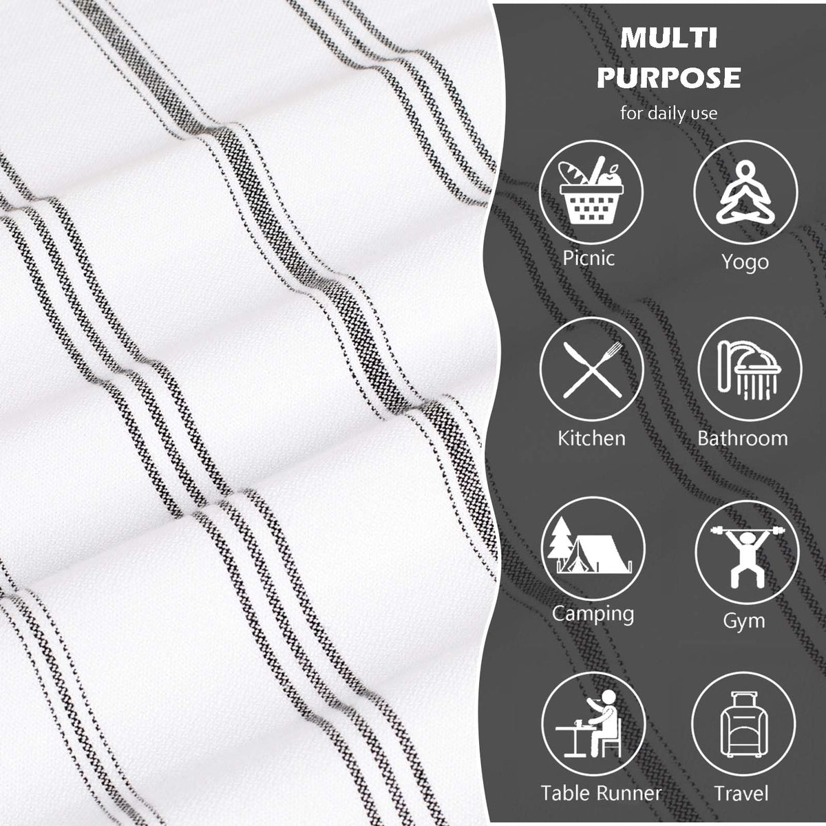 Ouxiaobai Hand Towels for Bathroom - Pack of 2 Turkish Hand Towels Set, Thin Decorative Tea Towel, 20 * 30 Inch Kitchen Cloth with Tassel (White)