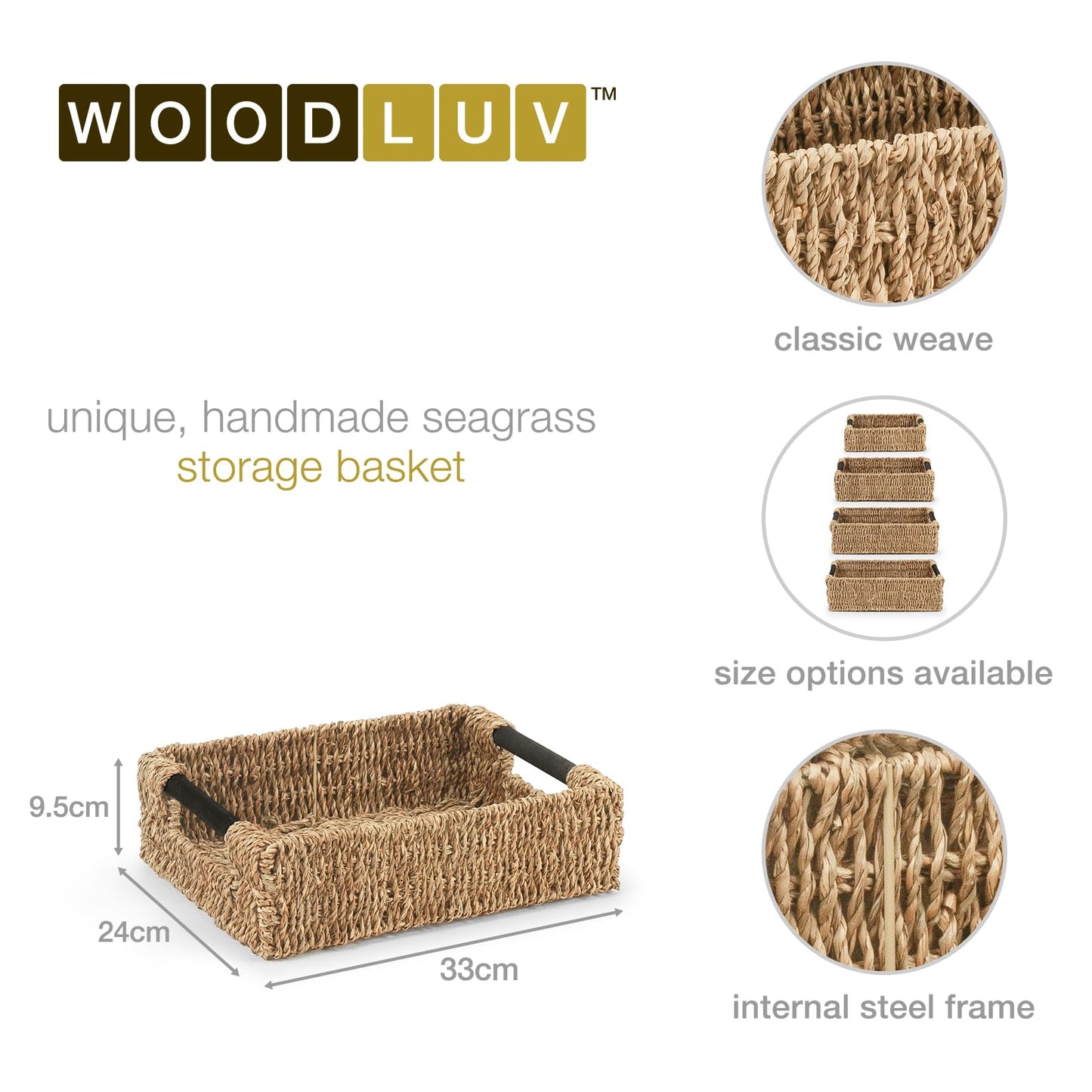 Woodluv Storage Baskets, Storage Baskets for Shelves, Nesting Storage Box Organiser | Shelf Hamper Organiser for Bathroom, Bedroom