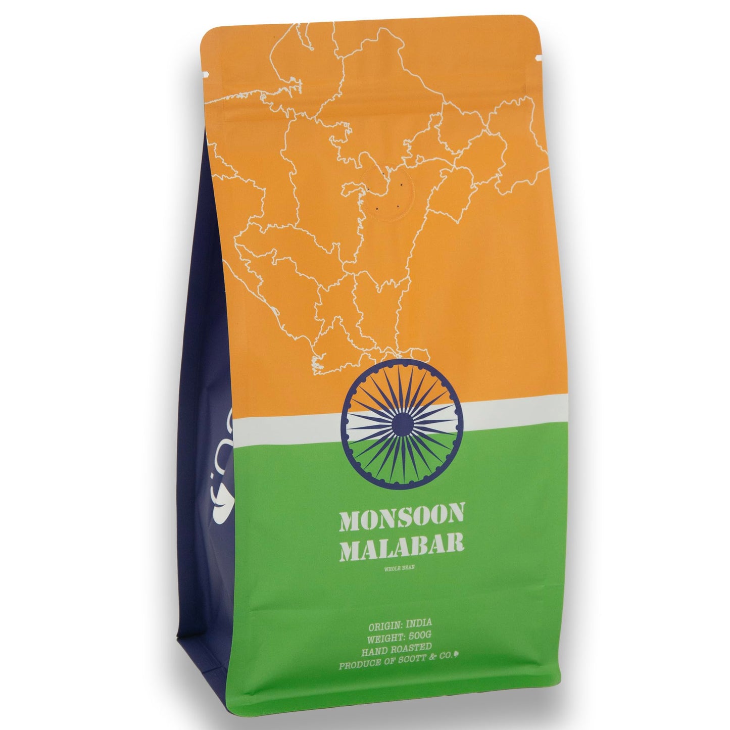 Scott&Co. Monsoon Malabar Coffee Beans. Dark Roast Whole Coffee Beans, Single Origin. 500g