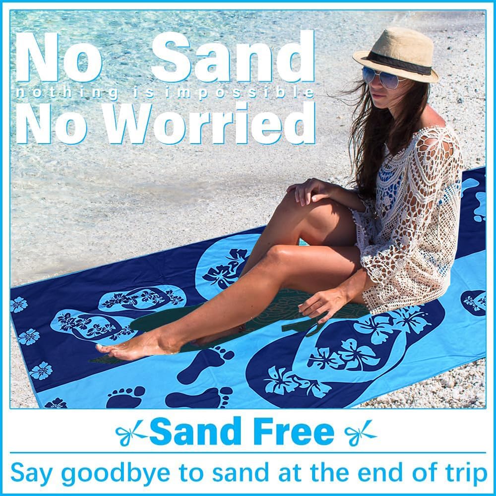 JAODFK 2 Pcs Microfibre Beach Towel 71"X32" Quick Dry Lightweight Sand Free Extra Large Thin Towels Travel Essentials For Adults Womens Swim Bath